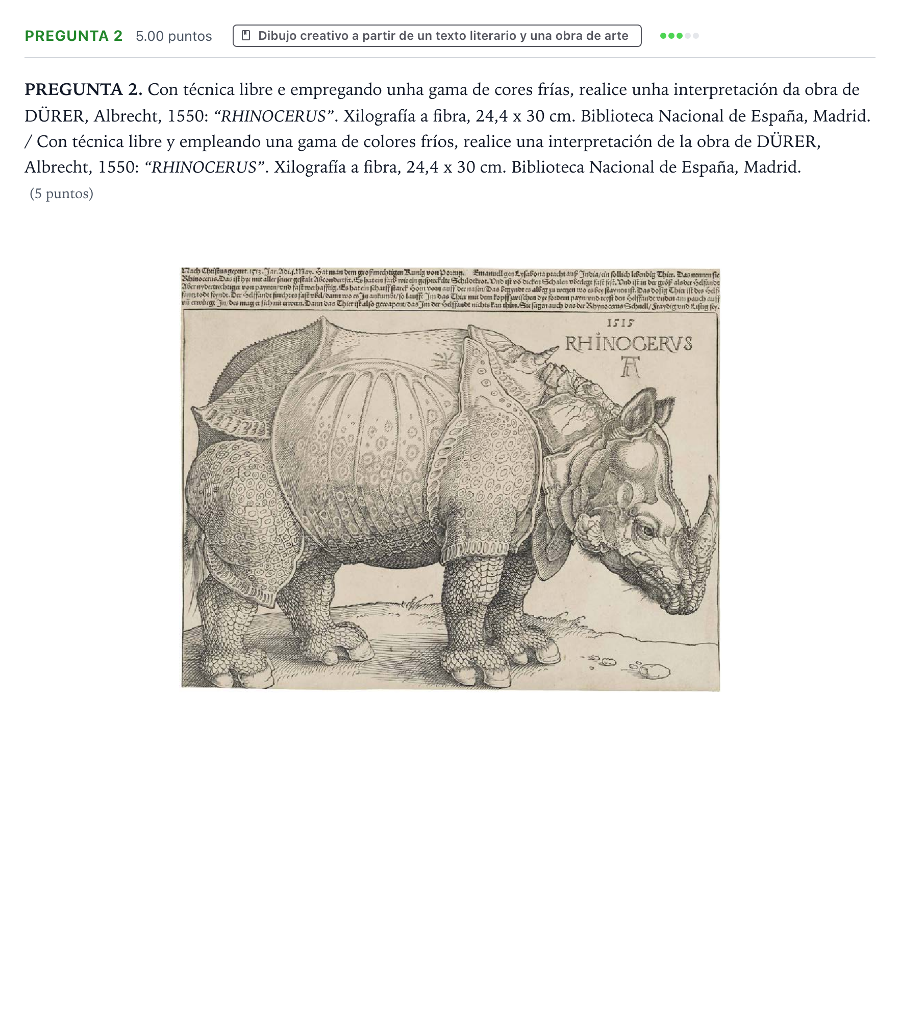 Enunciado: Pregunta 2 · Dibujo Artístico II PAU Galicia Extraordinaria 2024