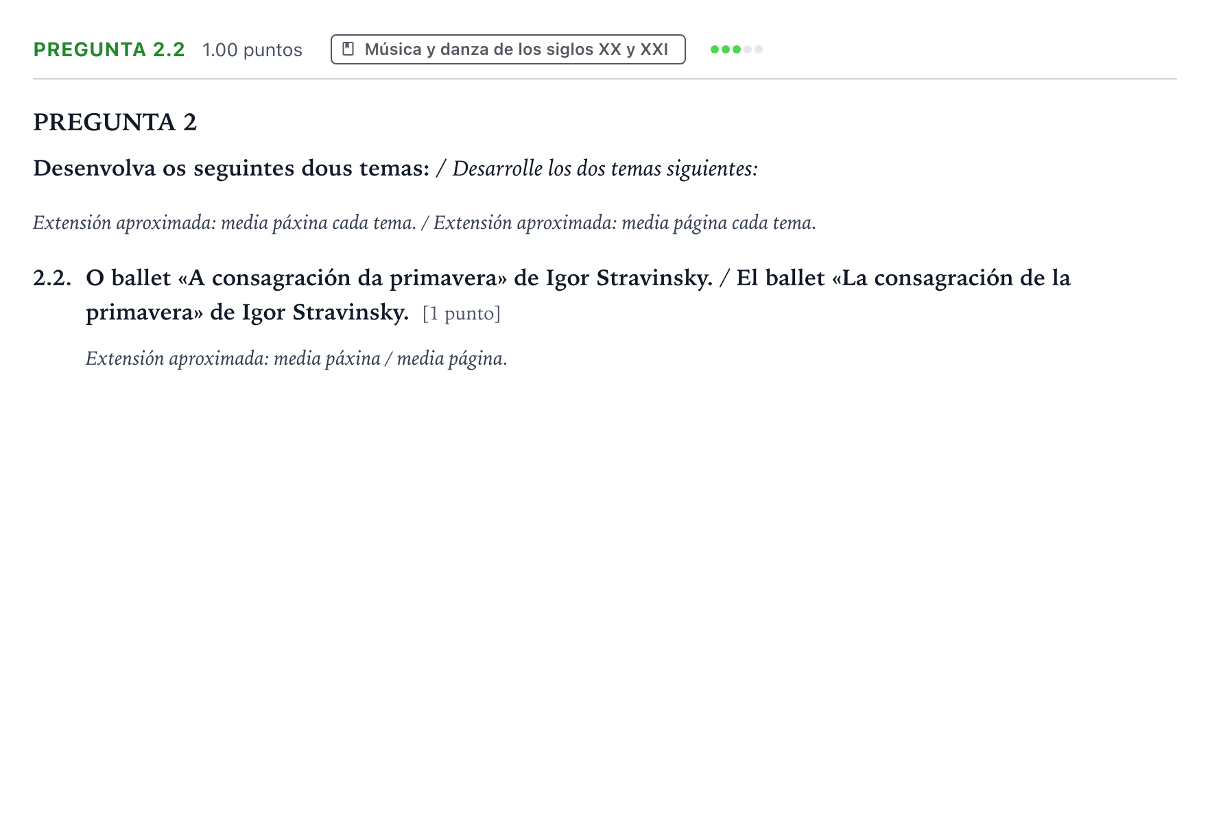 Enunciado: Pregunta 2.2 - Música y danza de los siglos XX y… · Historia de la Música y de la Danza PAU Galicia Ordinaria 2024