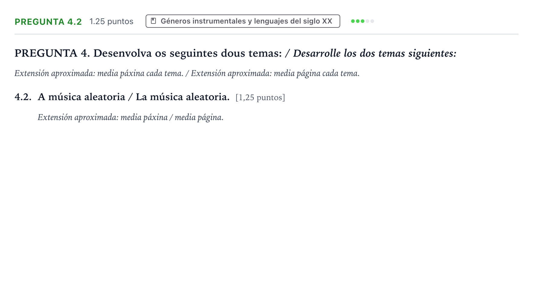 Enunciado: Pregunta 4.2 · Análisis Musical II PAU Galicia Extraordinaria 2024