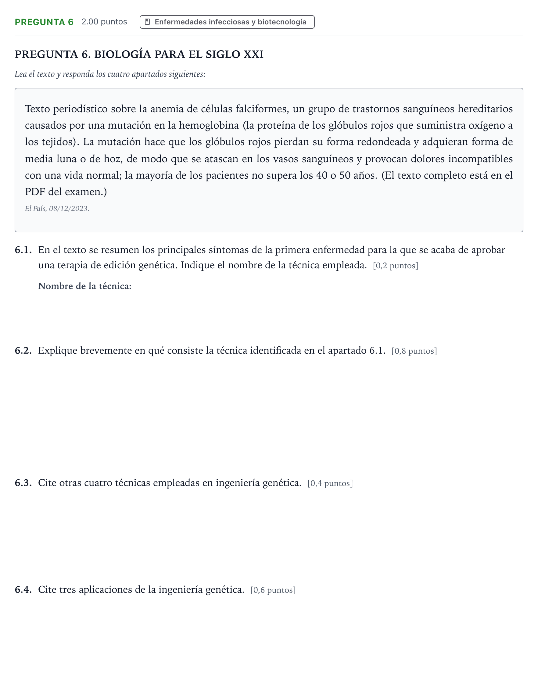 Enunciado: Pregunta 6 · Ciencias Generales PAU Galicia Ordinaria 2024