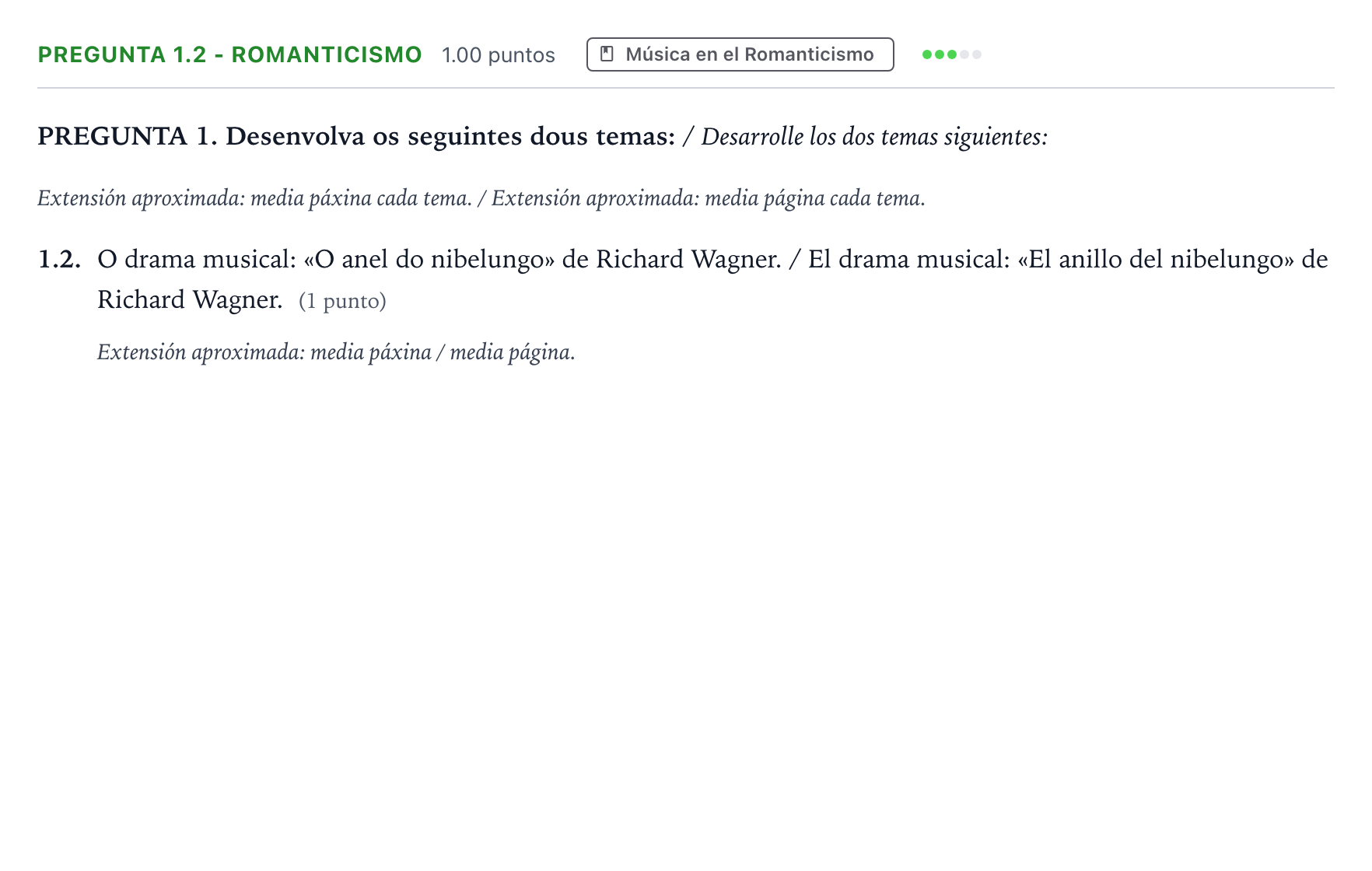 Enunciado: Pregunta 1.2 - Romanticismo · Historia de la Música y de la Danza PAU Galicia Extraordinaria 2024