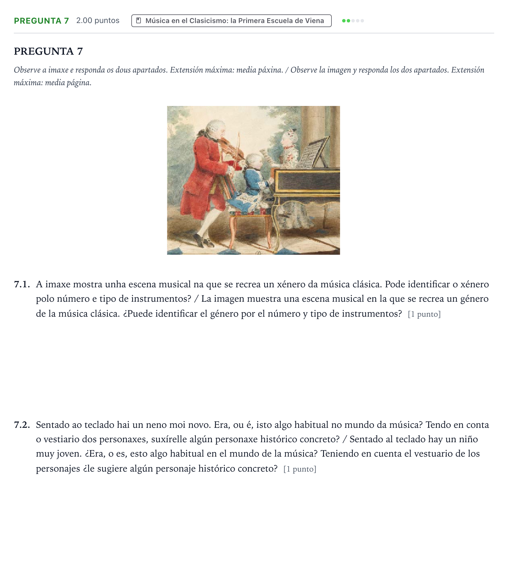 Enunciado: Pregunta 7 · Historia de la Música y de la Danza PAU Galicia Extraordinaria 2024