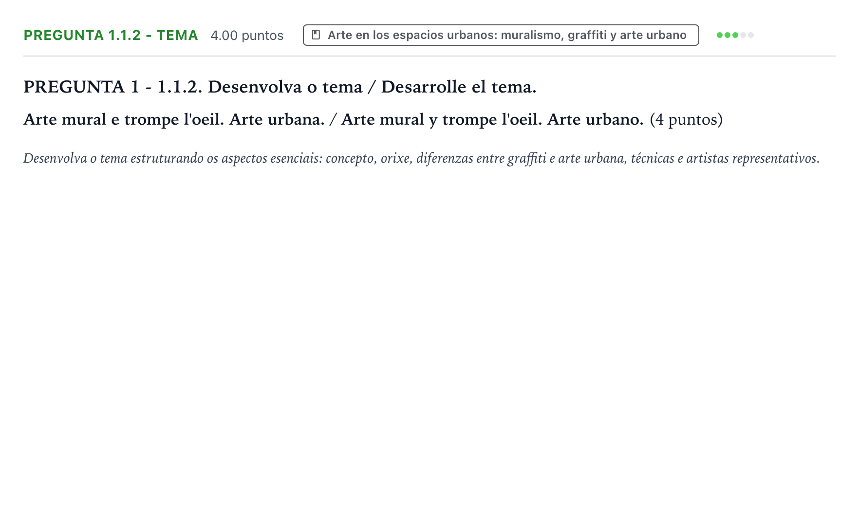 Enunciado: Pregunta 1.1.2 - Tema · Movimientos Culturales y Artísticos PAU Galicia Ordinaria 2024