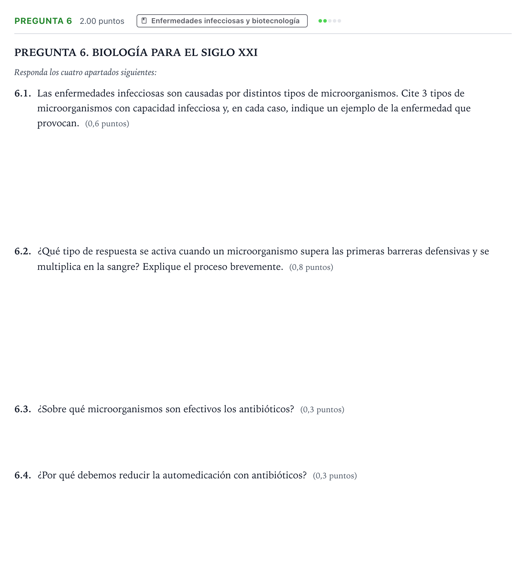 Enunciado: Pregunta 6 · Ciencias Generales PAU Galicia Extraordinaria 2024