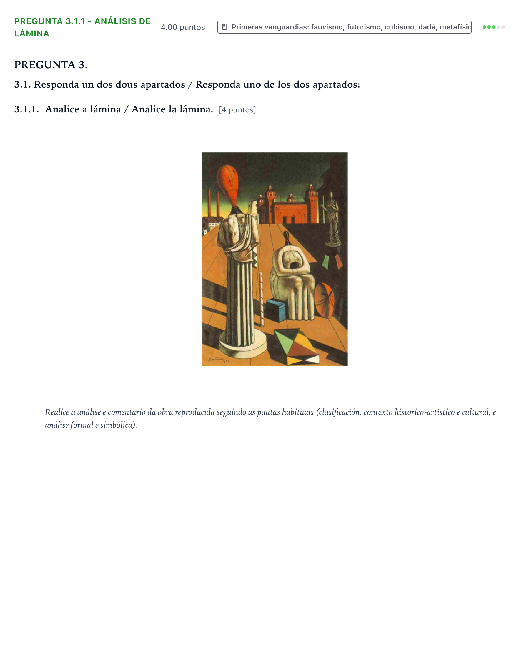 Enunciado: Pregunta 3.1.1 - Análisis de lámina · Movimientos Culturales y Artísticos PAU Galicia Extraordinaria 2024