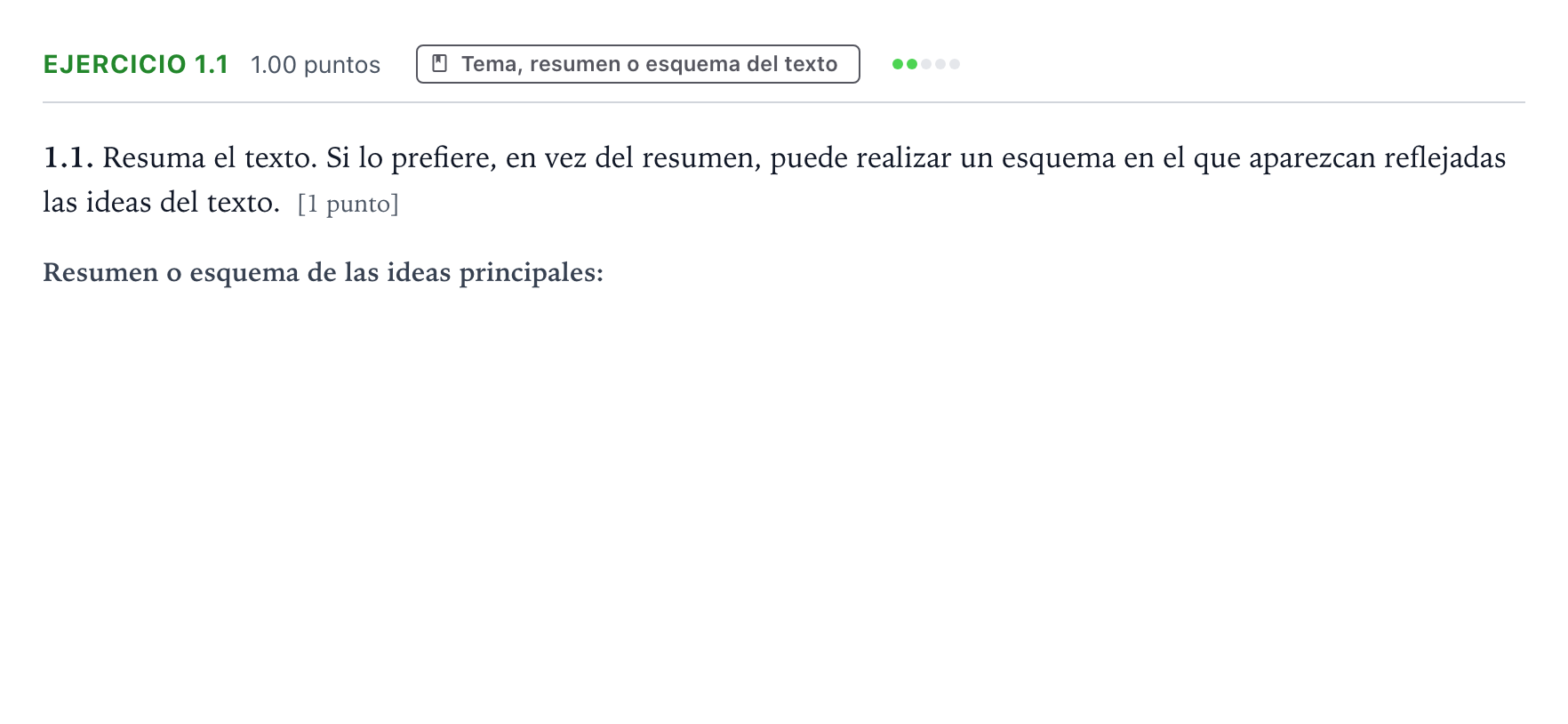 Enunciado: Ejercicio 1.1 · Lengua Castellana y Literatura II PAU Galicia Ordinaria 2023