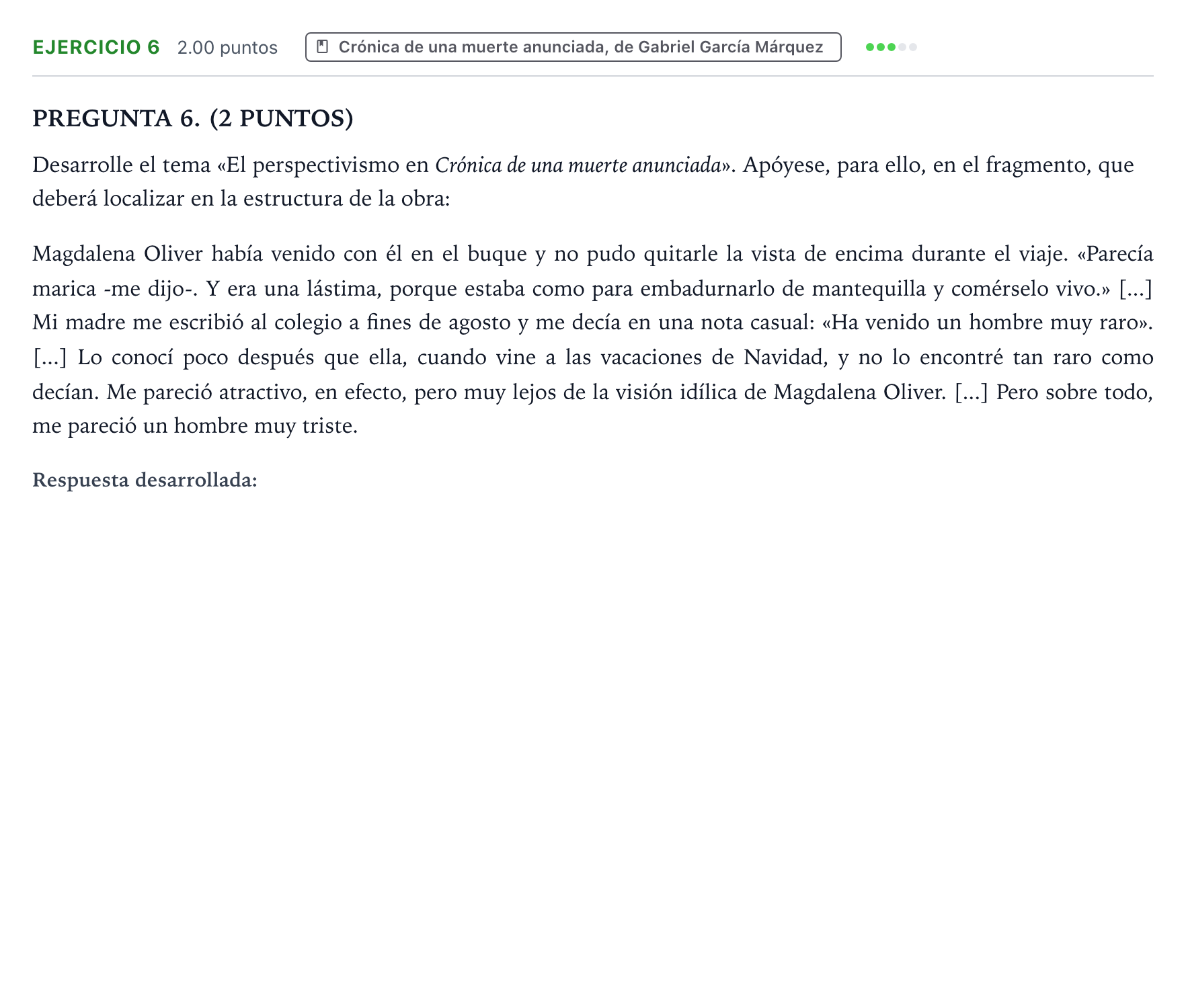 Enunciado: Problema 6 · Lengua Castellana y Literatura II PAU Galicia Ordinaria 2023