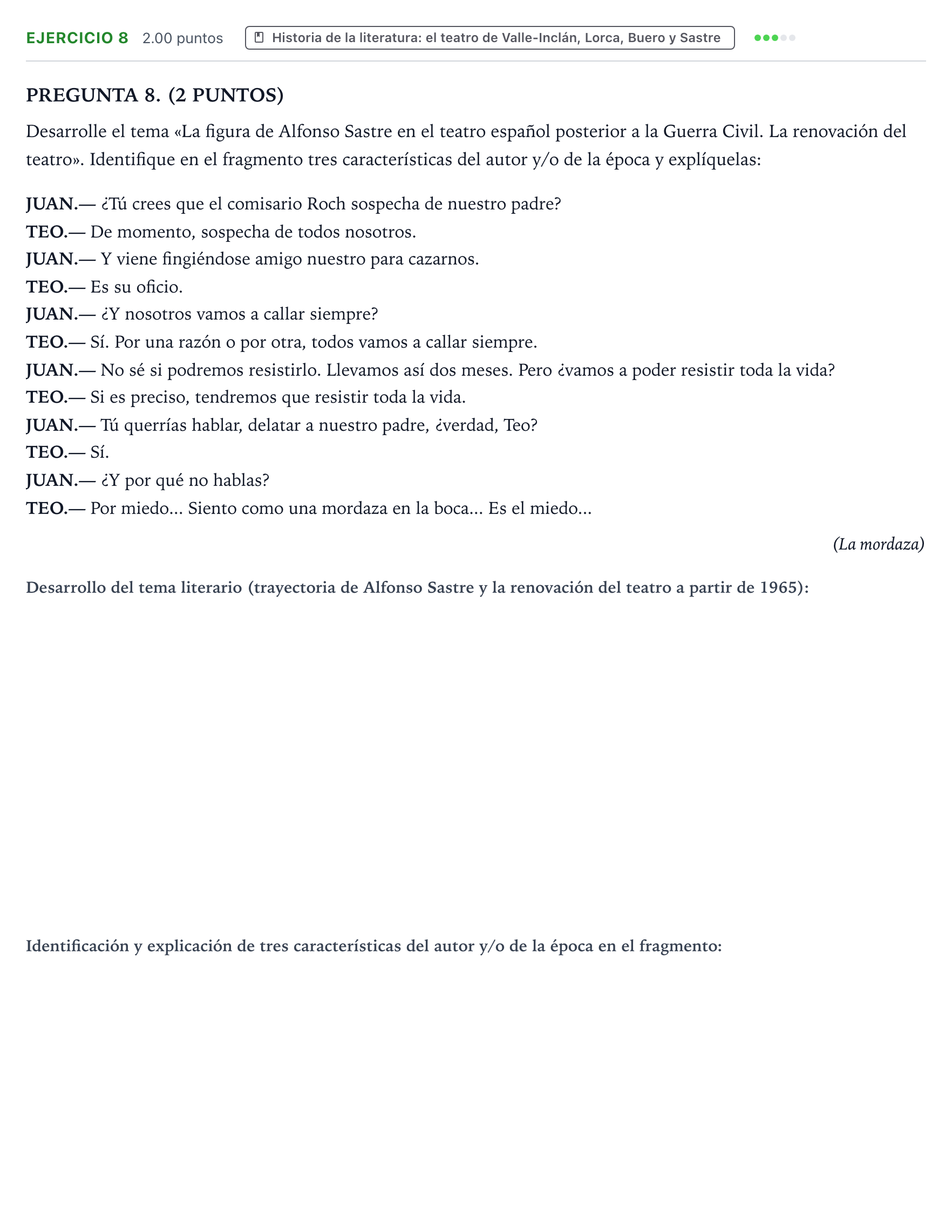 Enunciado: Problema 8 · Lengua Castellana y Literatura II PAU Galicia Ordinaria 2023