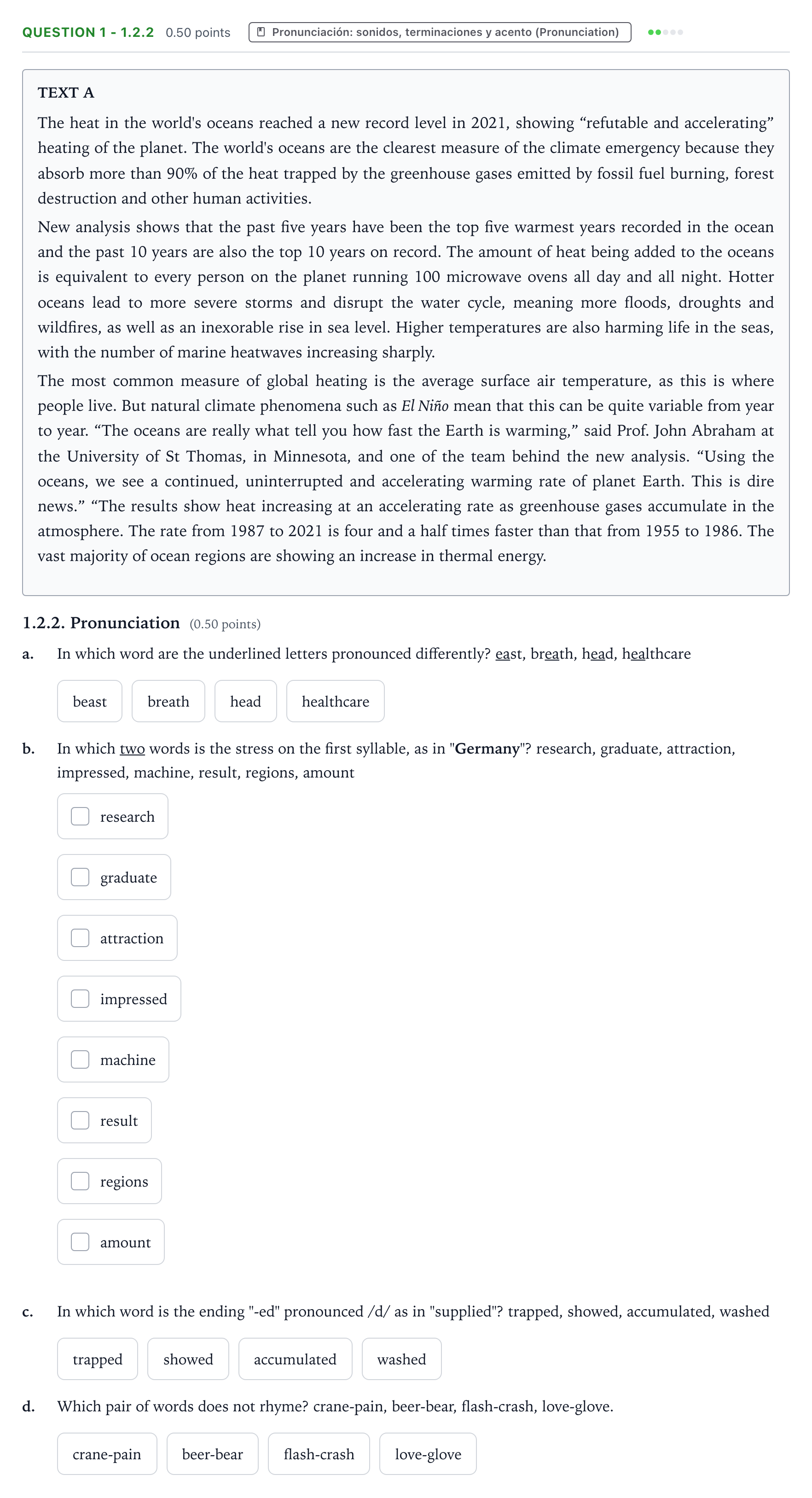 Enunciado: Question 1 - 1.2.2 · Inglés PAU Galicia Ordinaria 2023
