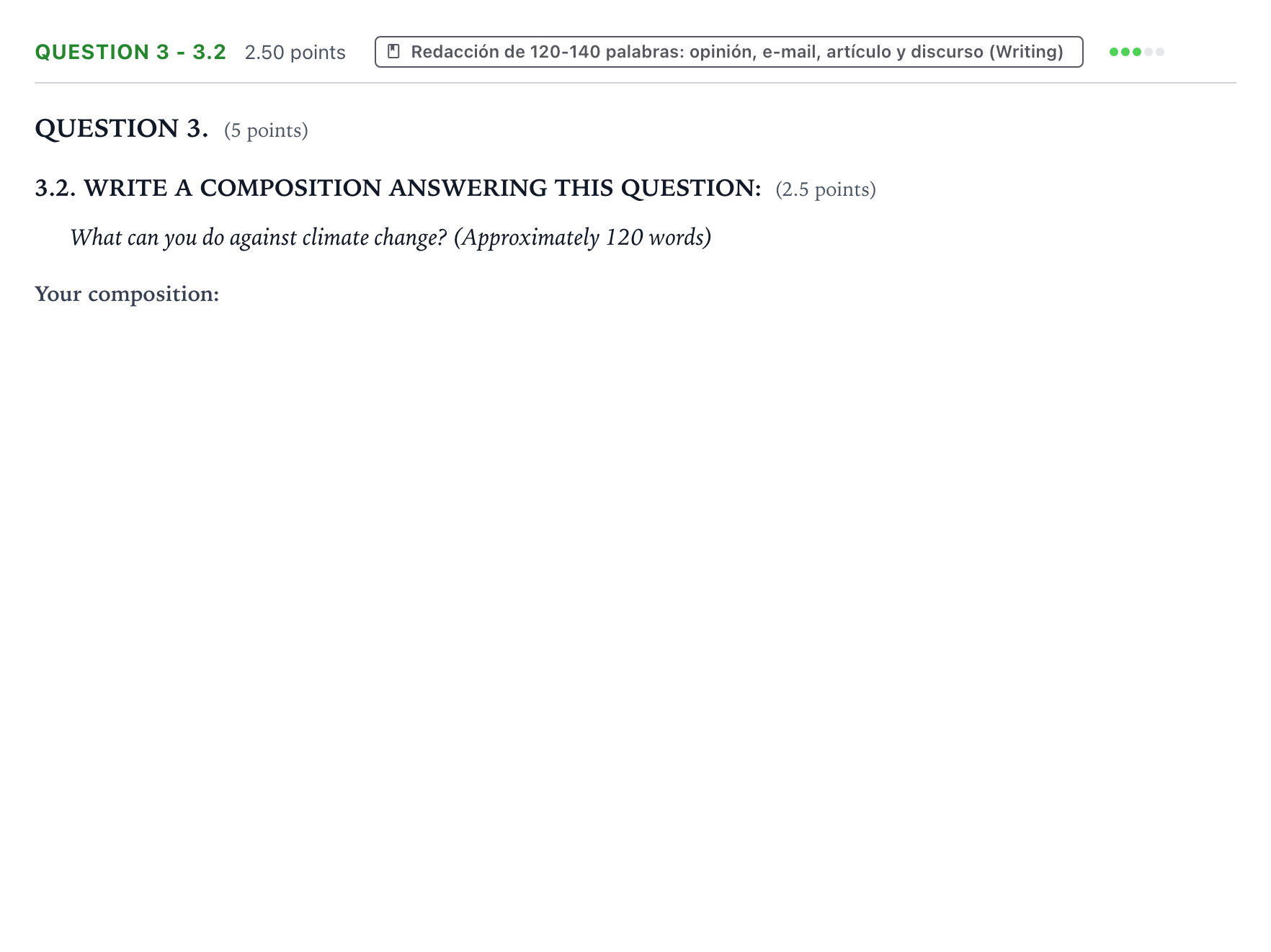 Enunciado: Question 3 - 3.2 · Inglés PAU Galicia Ordinaria 2023