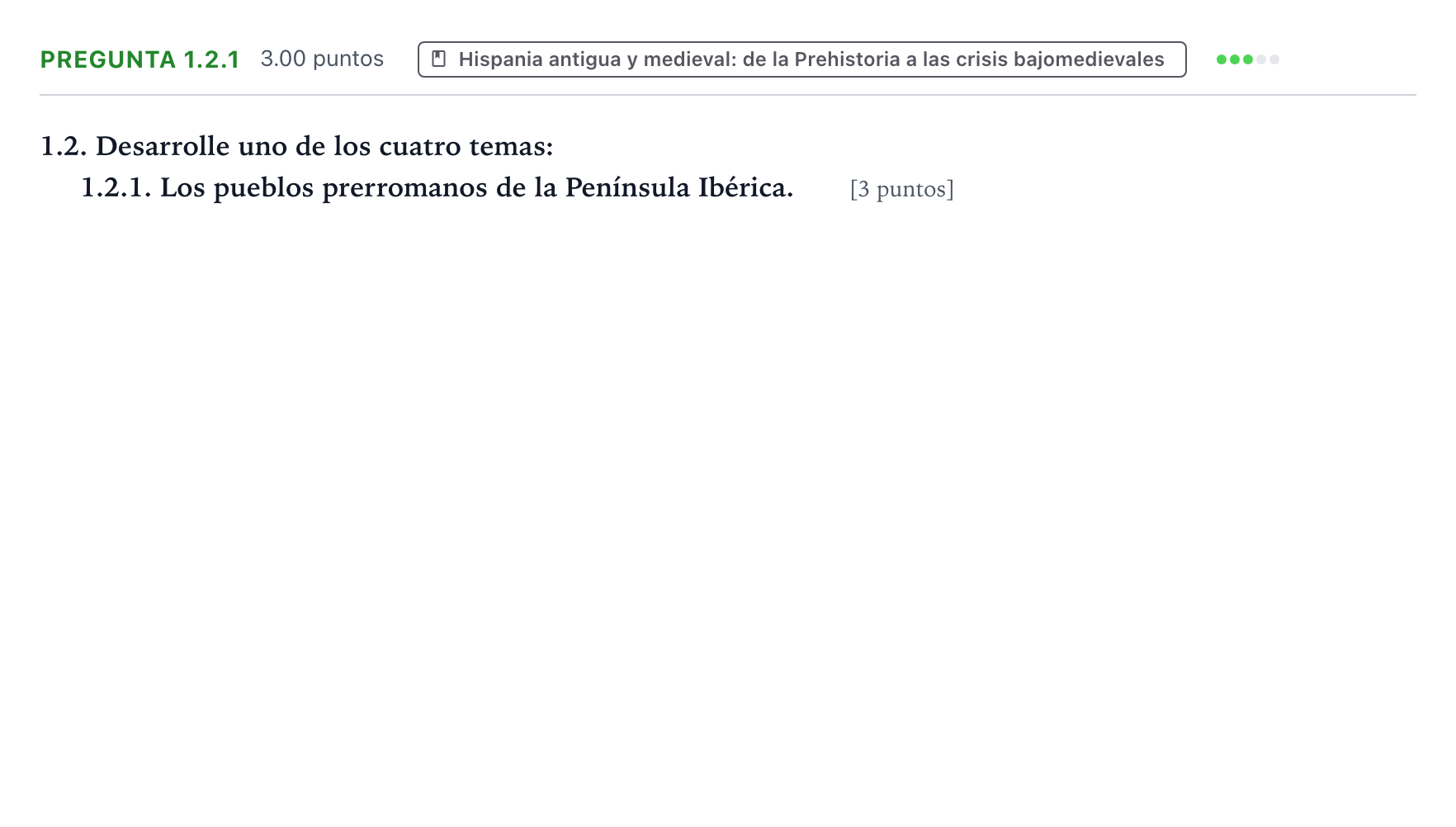 Enunciado: Pregunta 1.2.1 · Historia de España PAU Galicia Ordinaria 2023