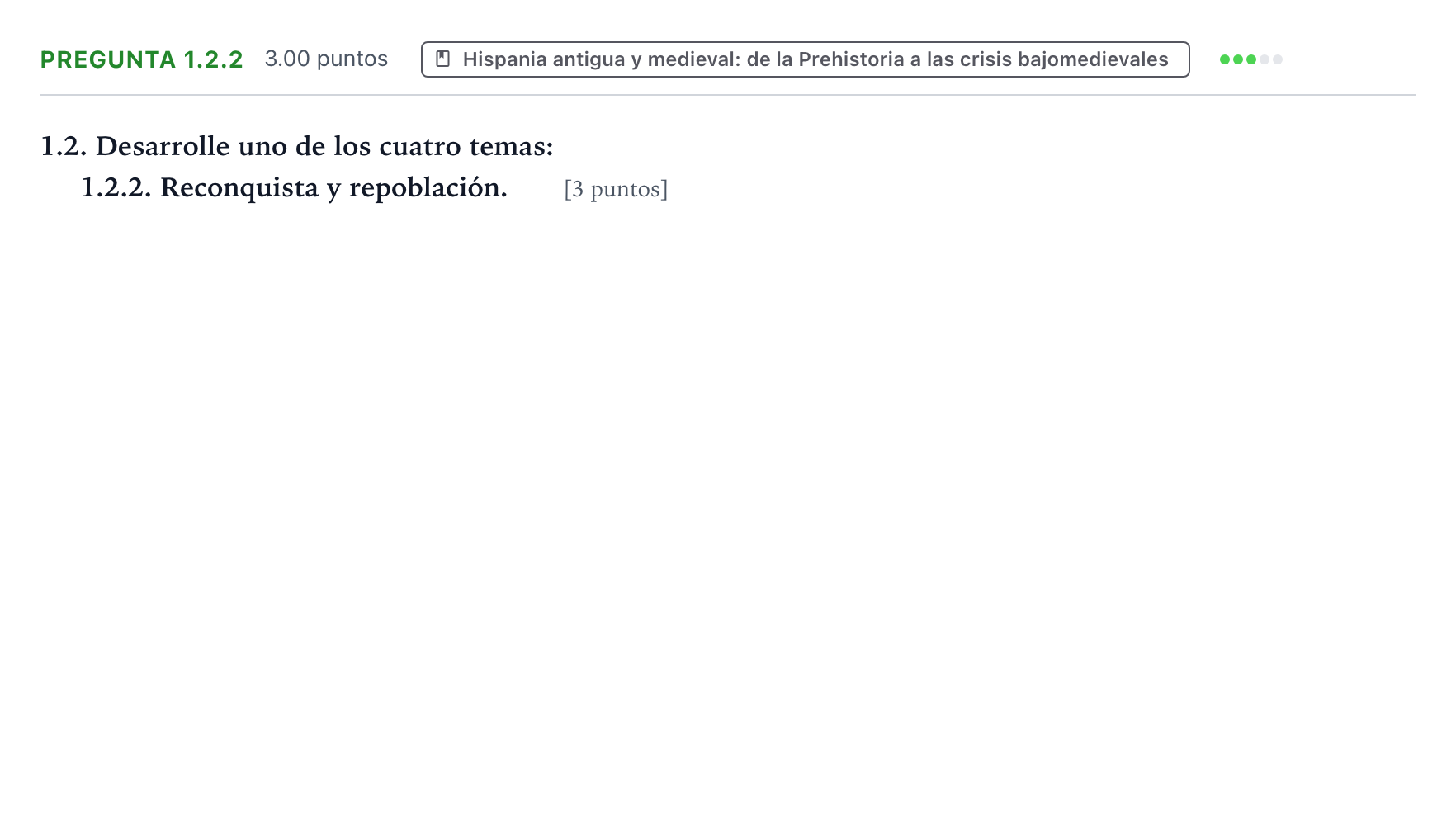 Enunciado: Pregunta 1.2.2 · Historia de España PAU Galicia Ordinaria 2023