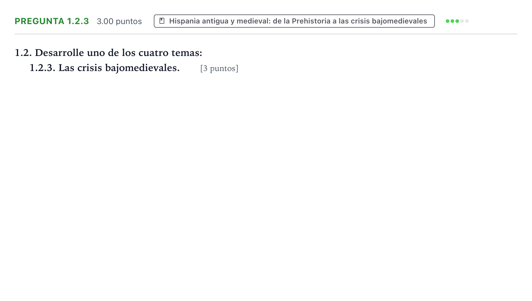 Enunciado: Pregunta 1.2.3 · Historia de España PAU Galicia Ordinaria 2023
