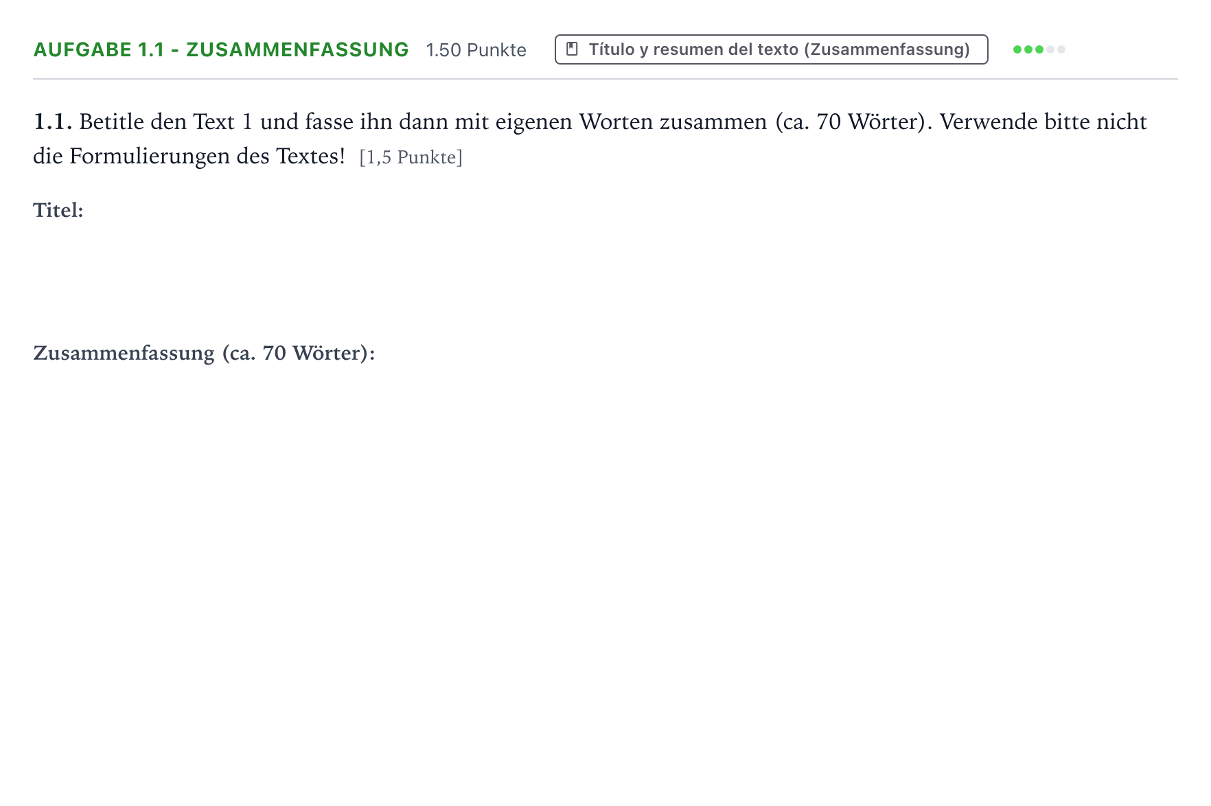 Enunciado: Ejercicio 1.1 - Zusammenfassung · Alemán PAU Galicia Ordinaria 2023