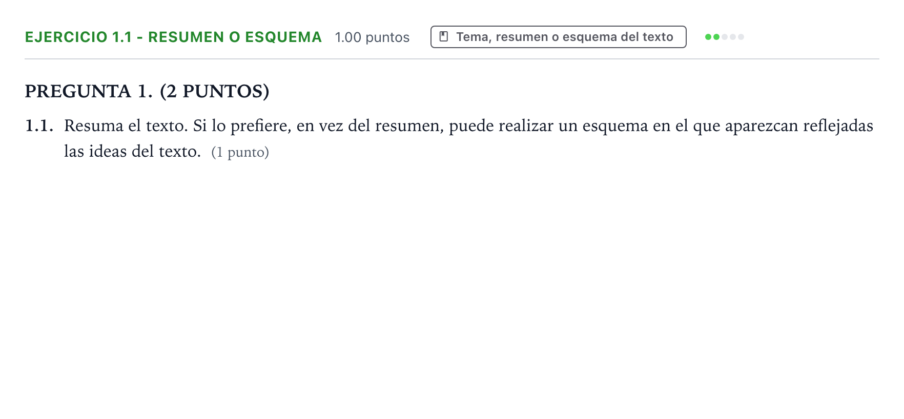 Enunciado: Ejercicio 1.1 - Resumen o esquema · Lengua Castellana y Literatura II PAU Galicia Extraordinaria 2023