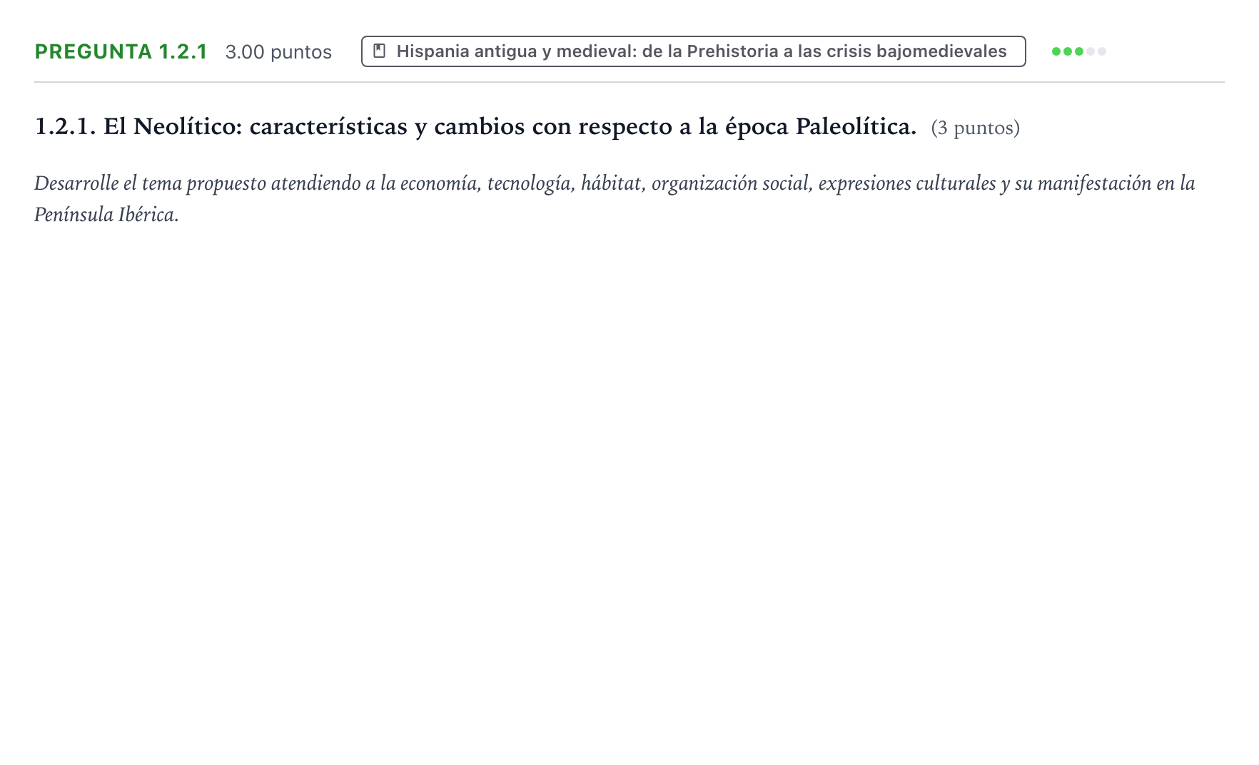 Enunciado: Pregunta 1.2.1 · Historia de España PAU Galicia Extraordinaria 2023