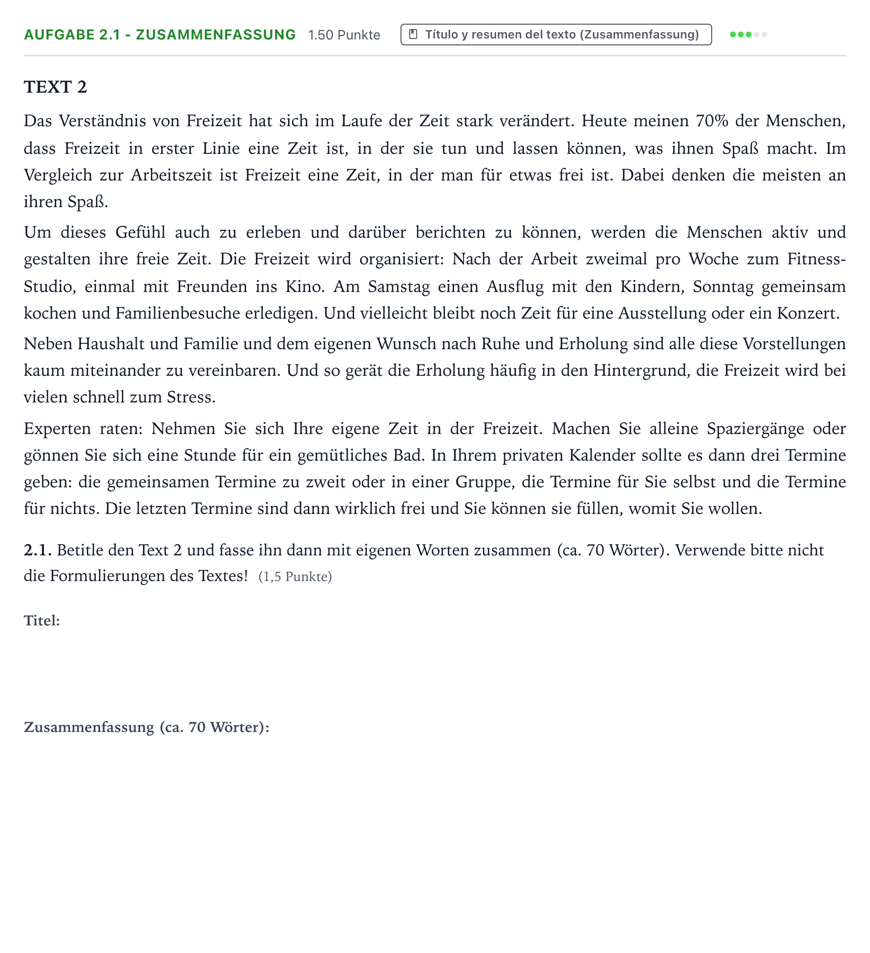 Enunciado: Ejercicio 2.1 - Zusammenfassung · Alemán PAU Galicia Extraordinaria 2023
