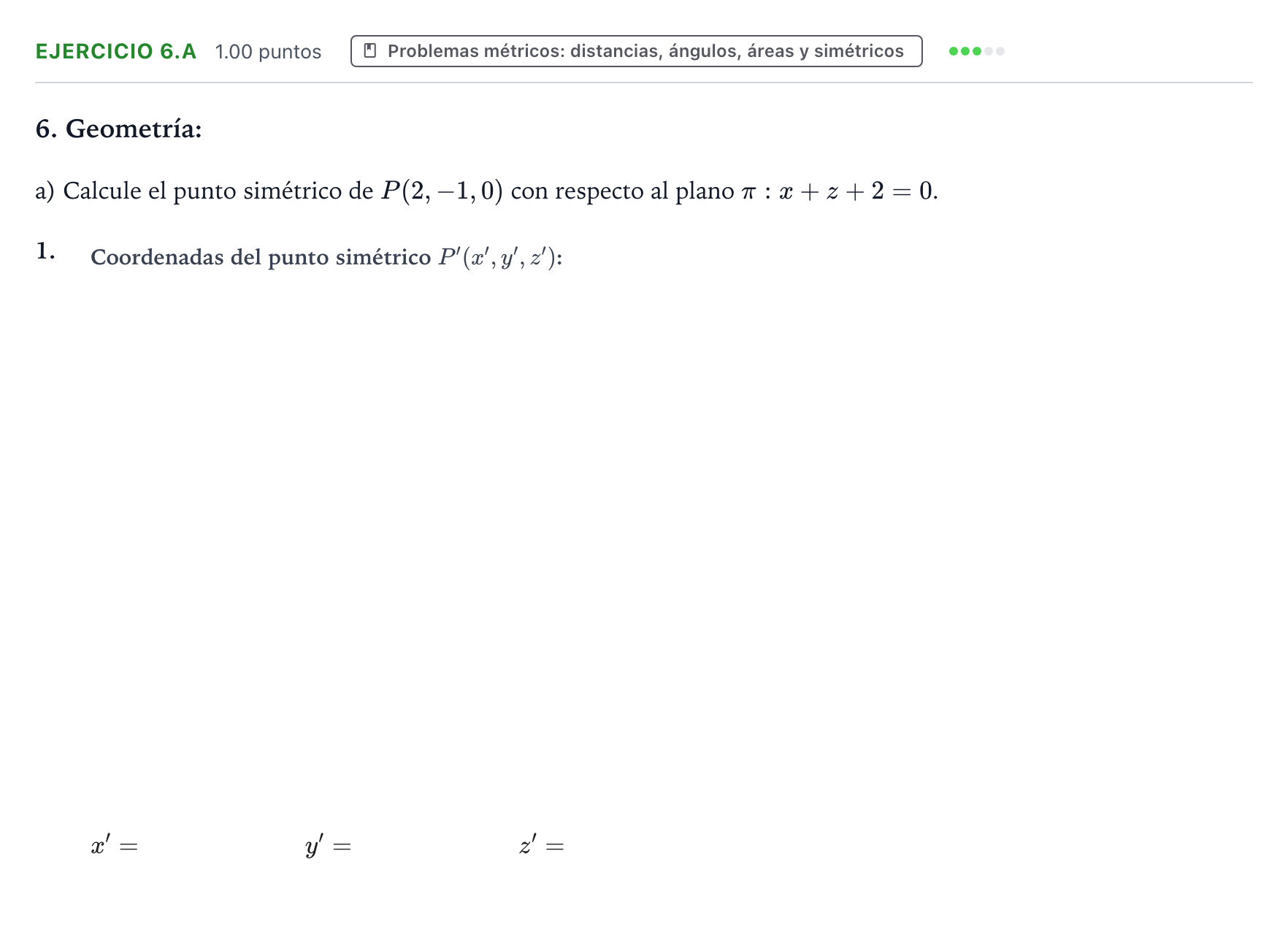Enunciado: Ejercicio 6.a · Matemáticas II PAU Galicia Ordinaria 2023