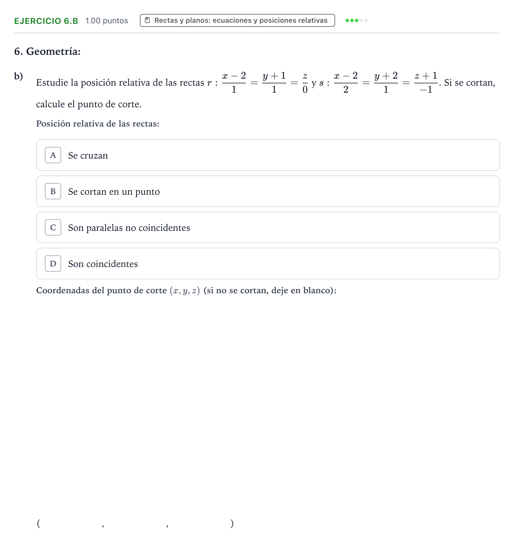 Enunciado: Ejercicio 6.b · Matemáticas II PAU Galicia Ordinaria 2023