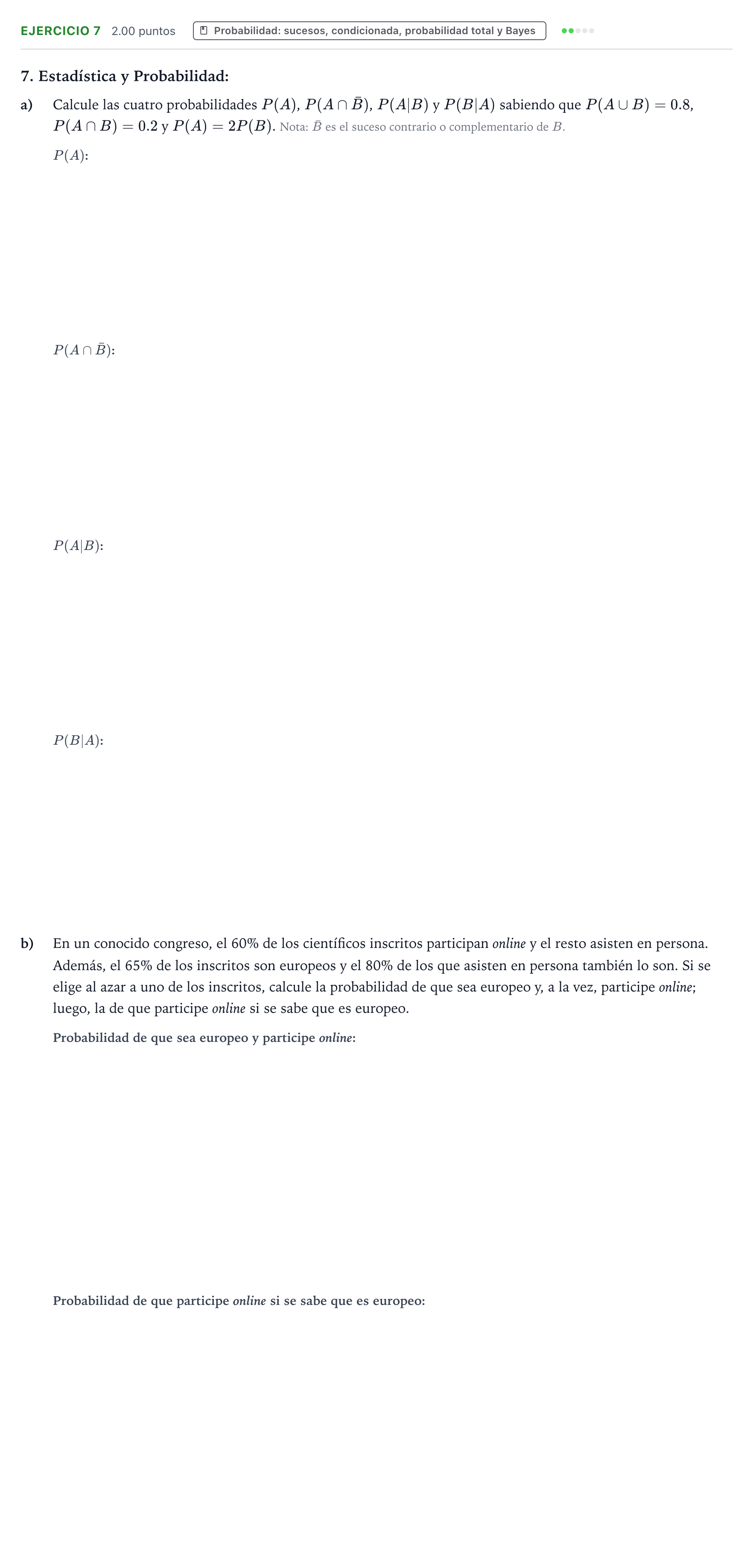 Enunciado: Problema 7 · Matemáticas II PAU Galicia Ordinaria 2023