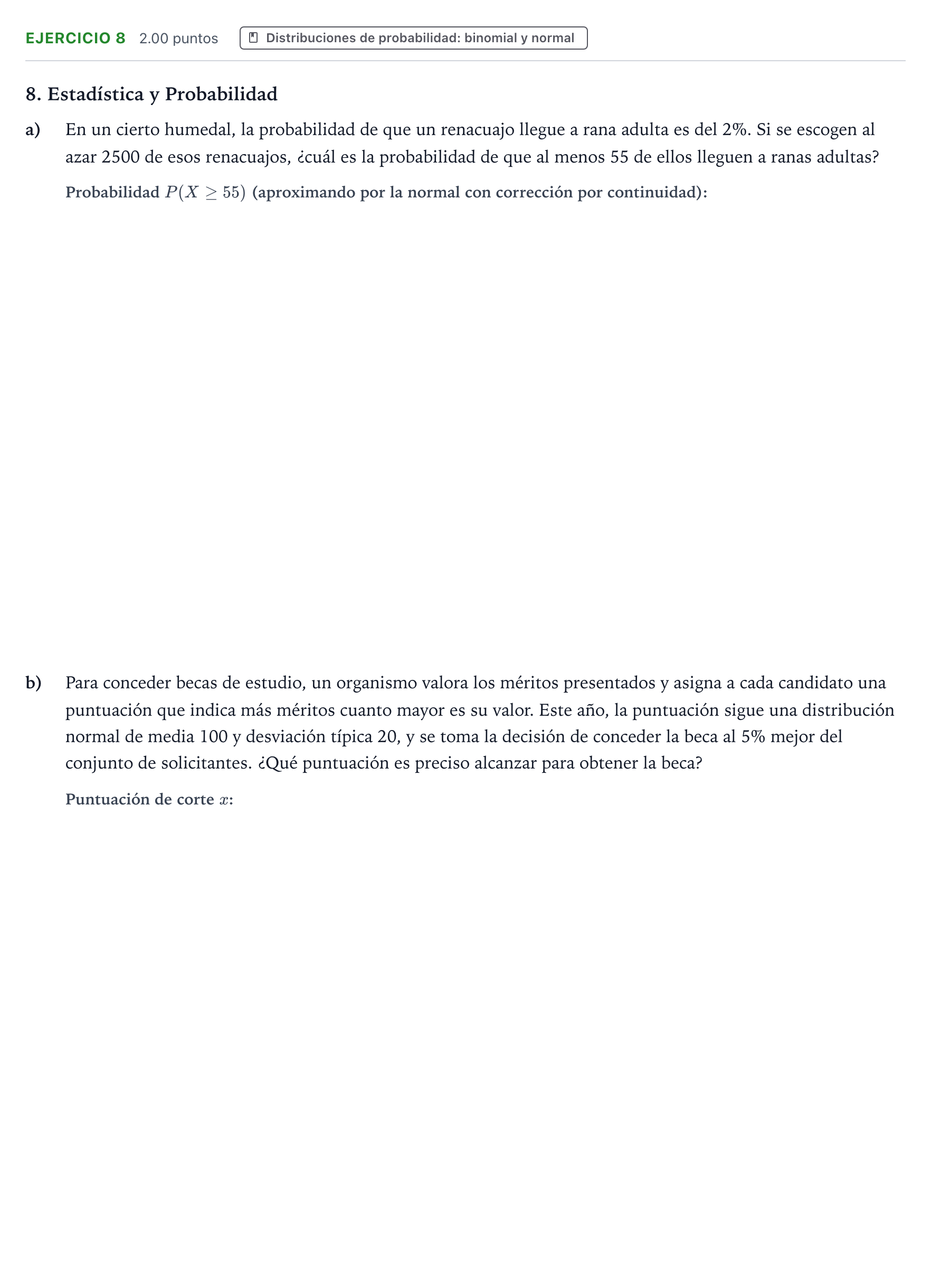 Enunciado: Problema 8 · Matemáticas II PAU Galicia Ordinaria 2023