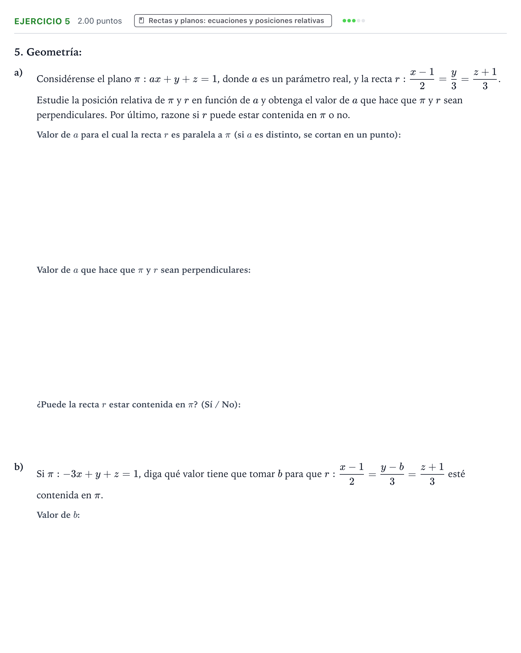 Enunciado: Problema 5 · Matemáticas II PAU Galicia Extraordinaria 2023