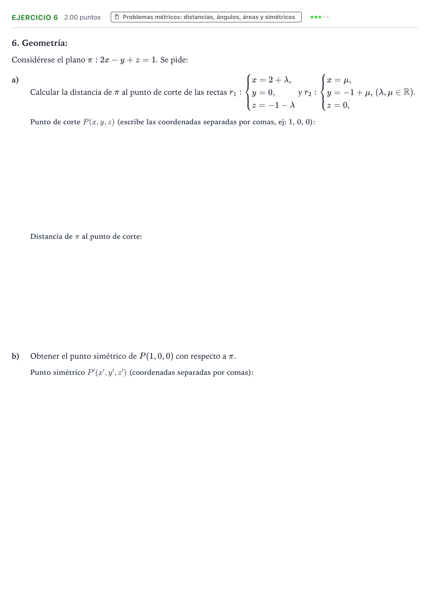 Enunciado: Problema 6 · Matemáticas II PAU Galicia Extraordinaria 2023