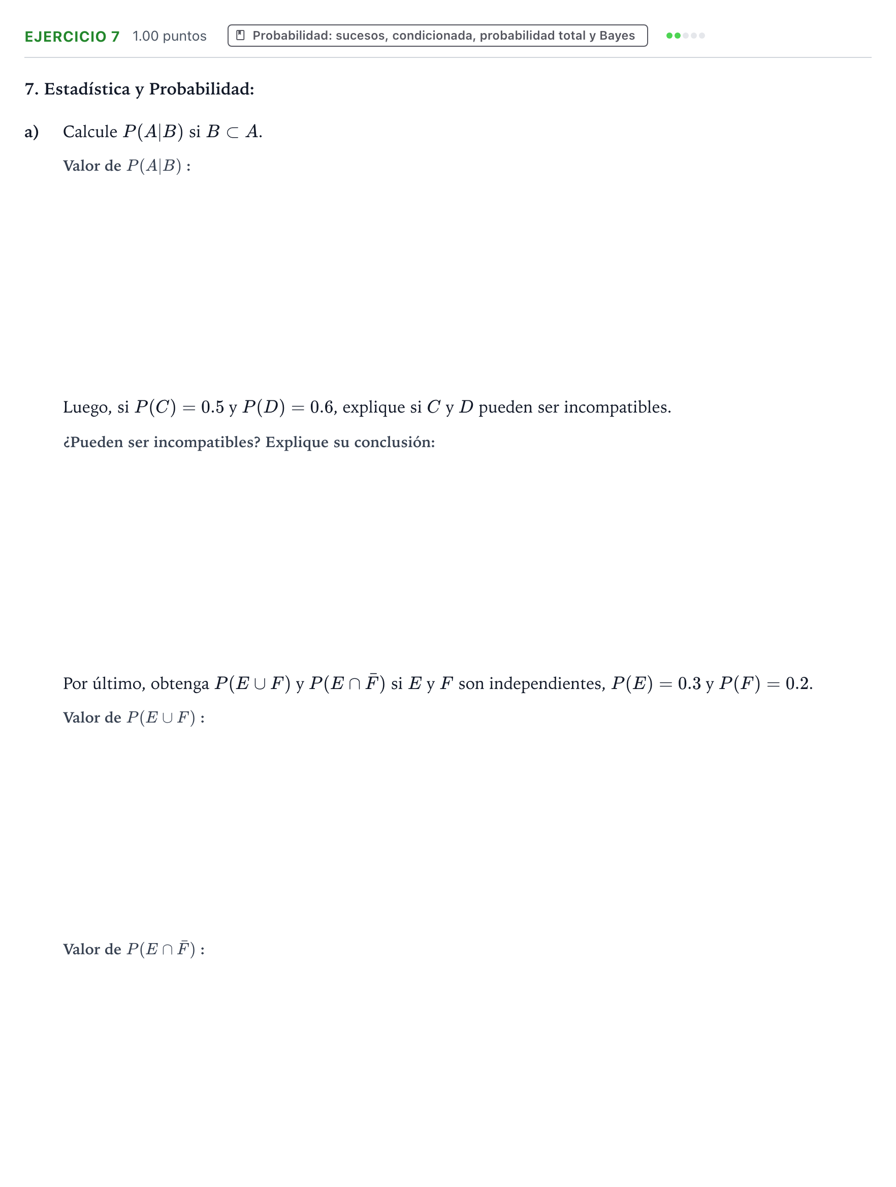 Enunciado: Ejercicio 7 - Probabilidad · Matemáticas II PAU Galicia Extraordinaria 2023