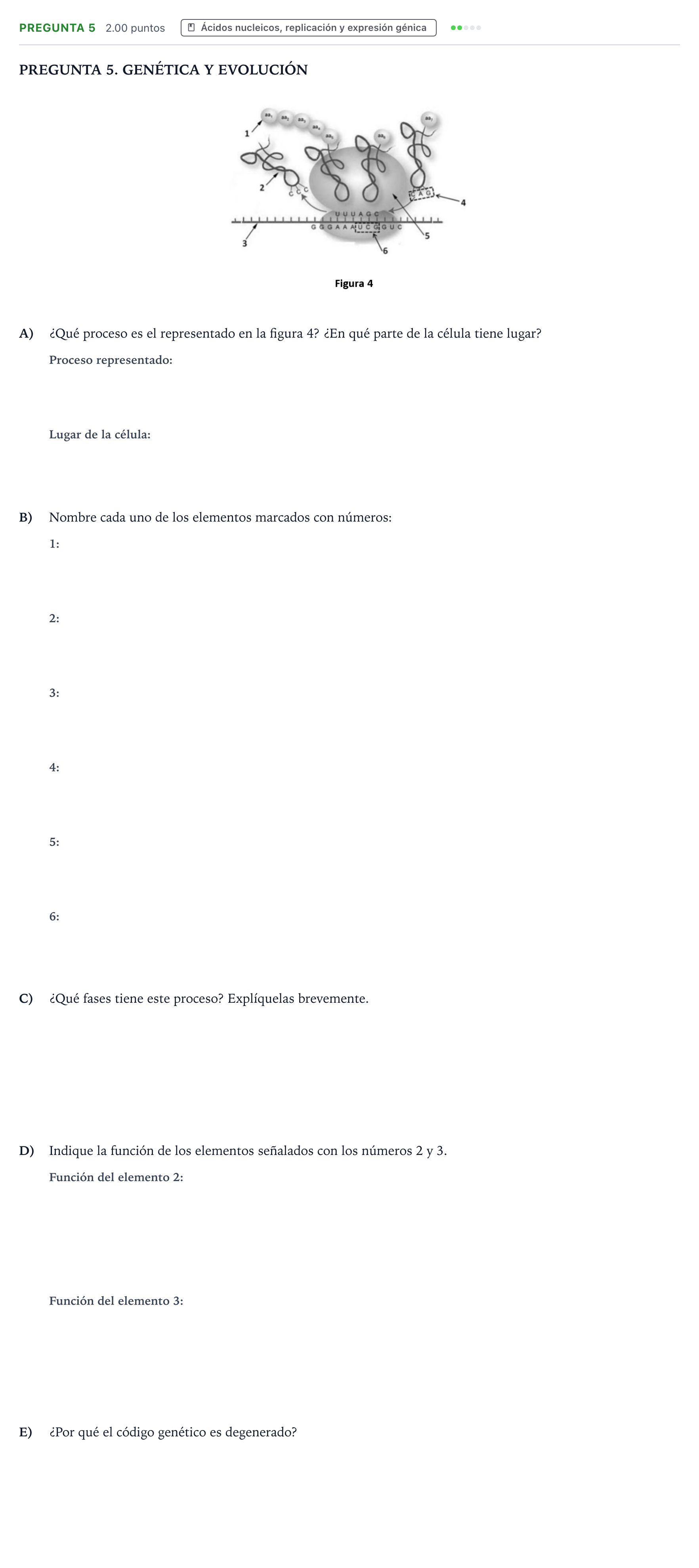 Enunciado: Pregunta 5 · Biología PAU Galicia Ordinaria 2023