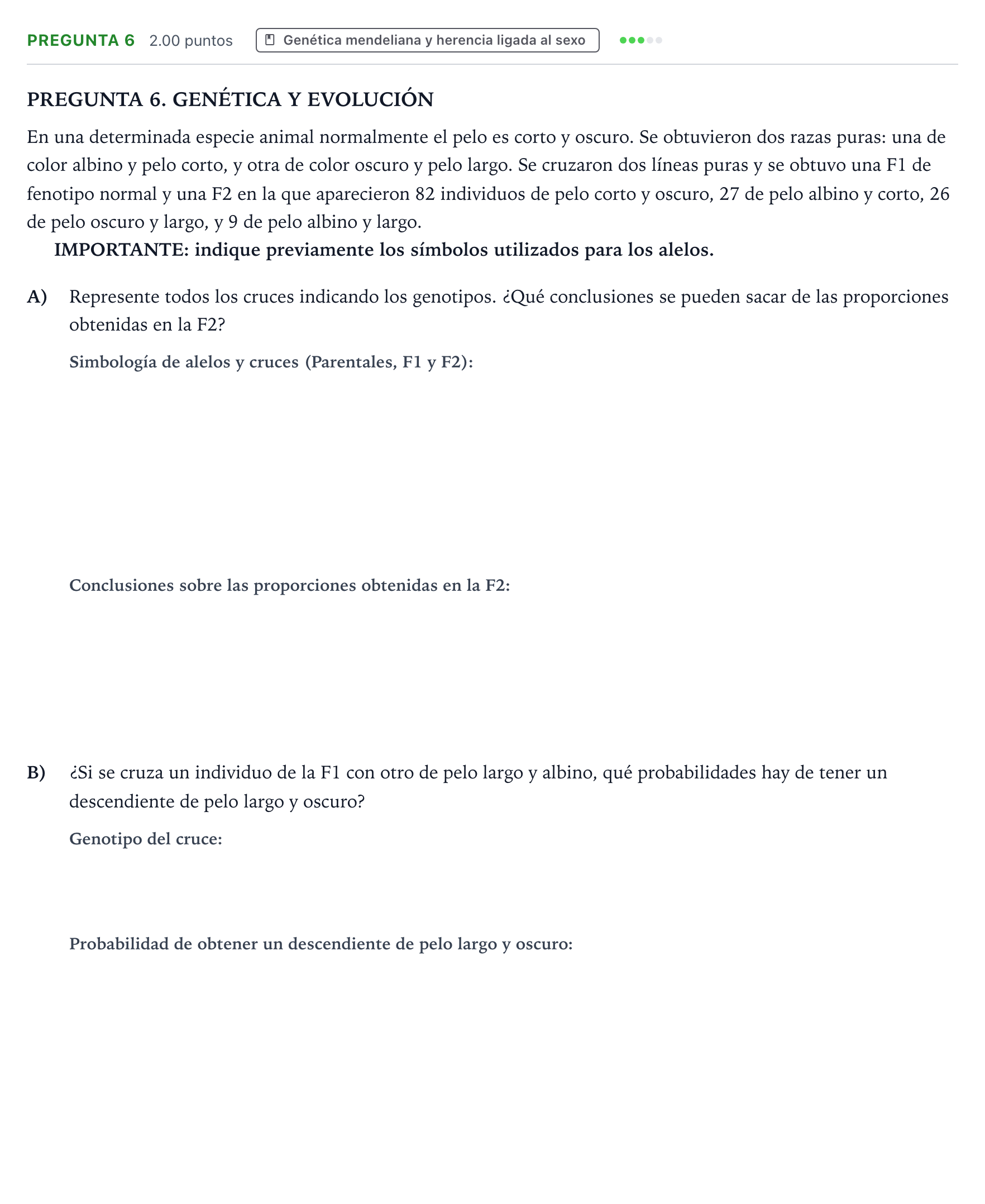 Enunciado: Pregunta 6 · Biología PAU Galicia Ordinaria 2023