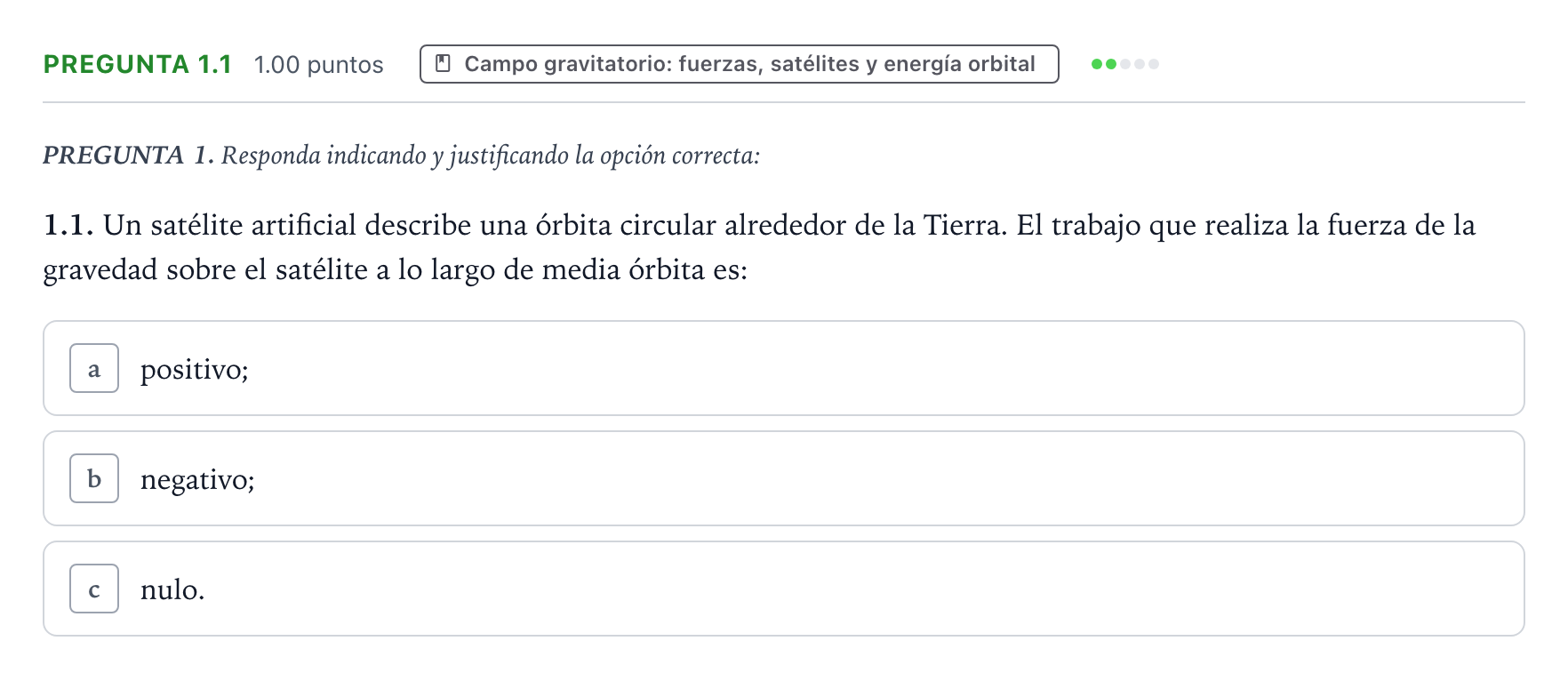 Enunciado: Pregunta 1.1 - Campo gravitatorio · Física PAU Galicia Ordinaria 2023