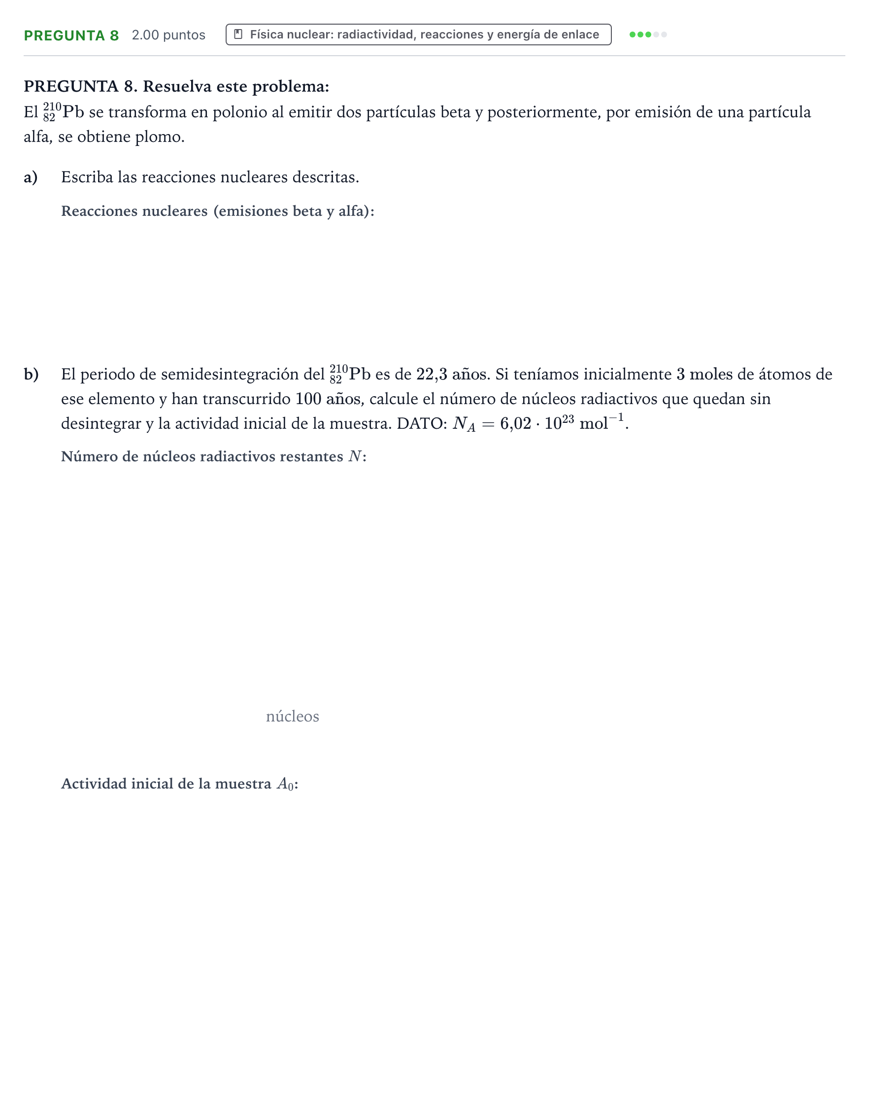 Enunciado: Pregunta 8 · Física PAU Galicia Ordinaria 2023
