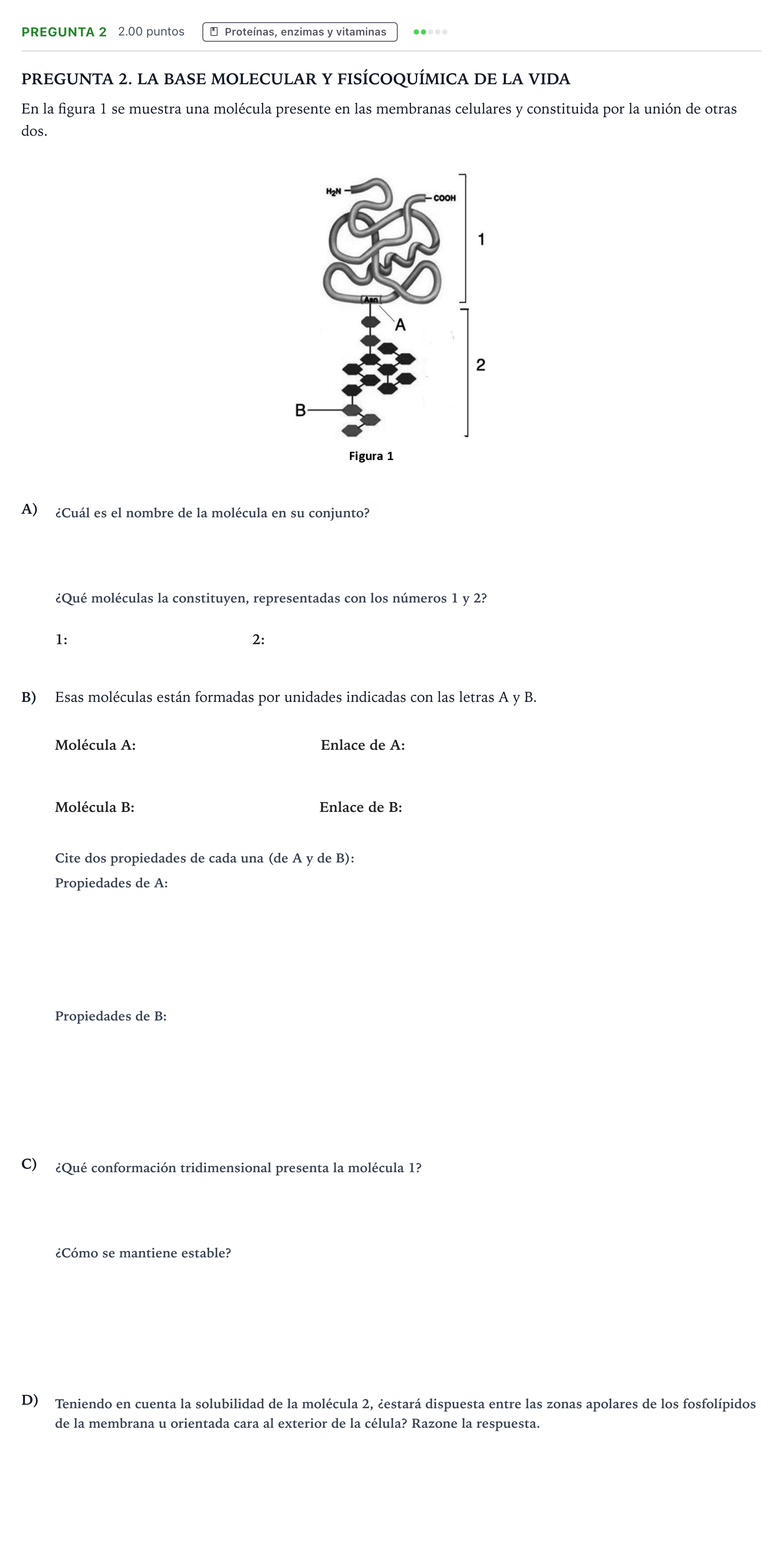 Enunciado: Pregunta 2 · Biología PAU Galicia Extraordinaria 2023