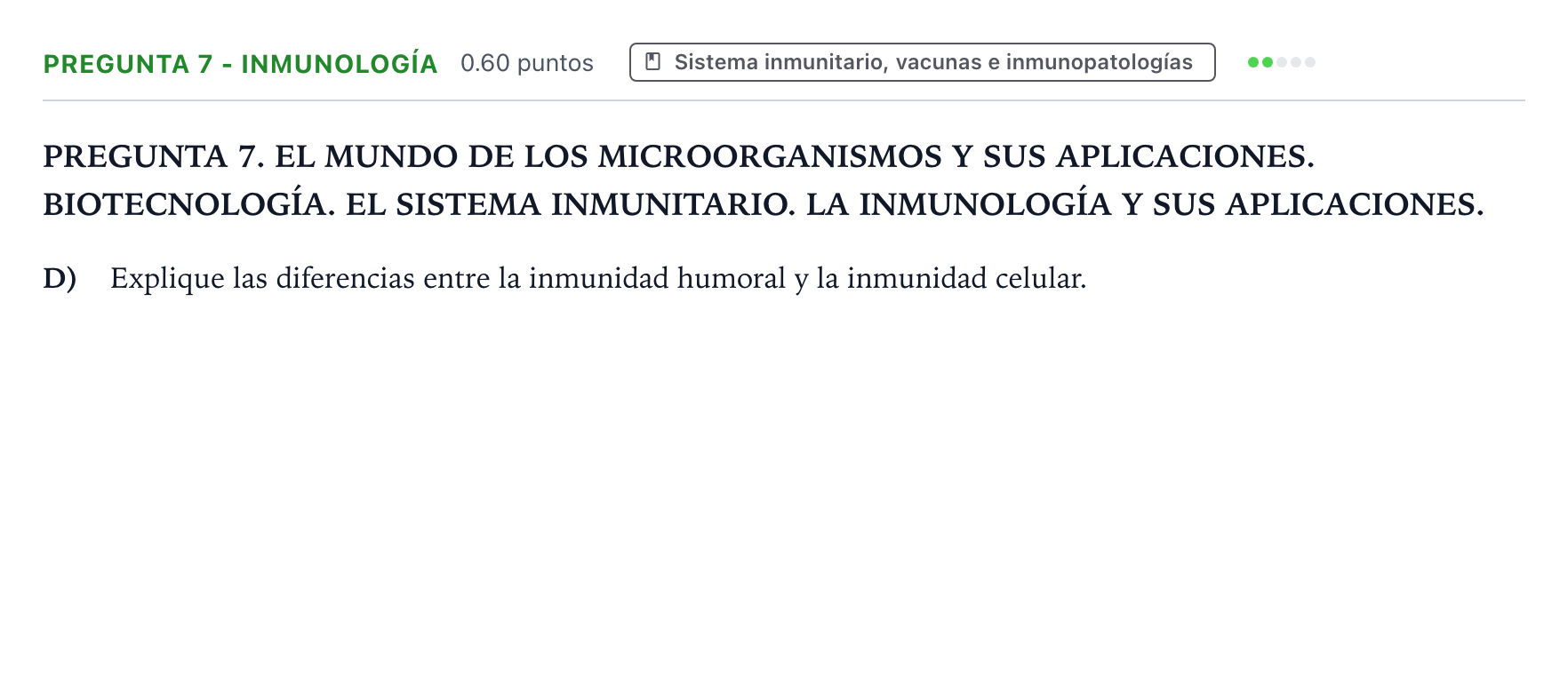 Enunciado: Pregunta 7 - Inmunología · Biología PAU Galicia Extraordinaria 2023