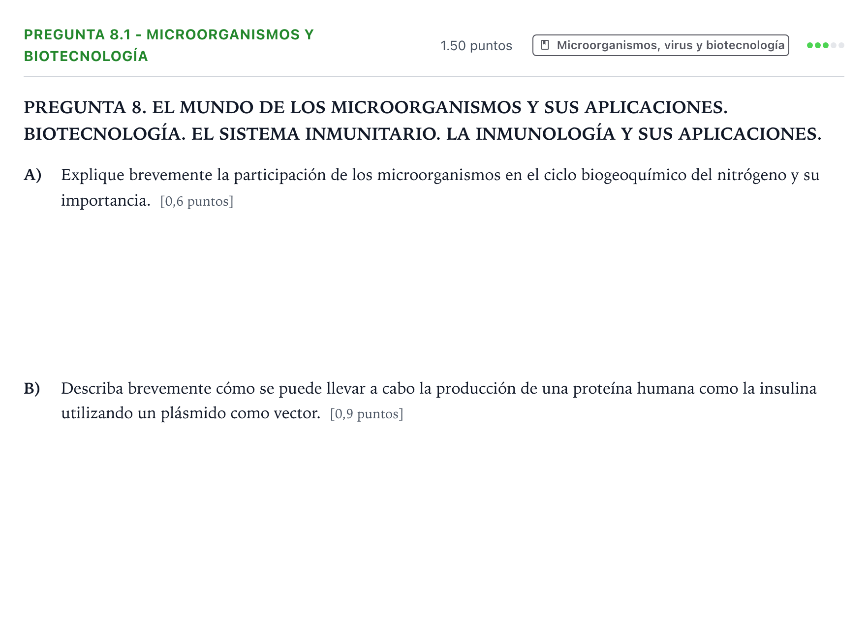 Enunciado: Pregunta 8.1 - Microorganismos y biotecnología · Biología PAU Galicia Extraordinaria 2023