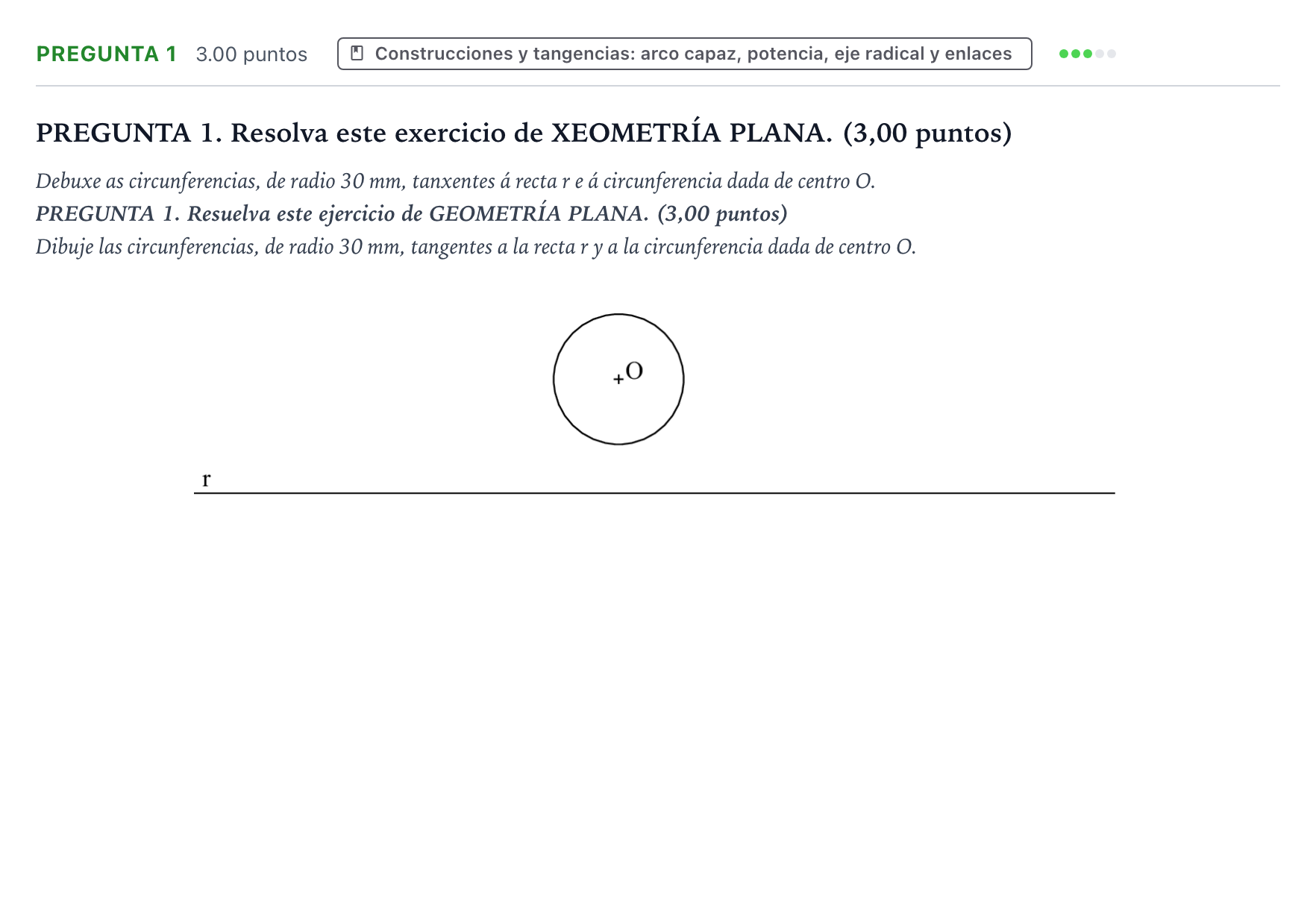 Enunciado: Pregunta 1 · Dibujo técnico II PAU Galicia Extraordinaria 2023