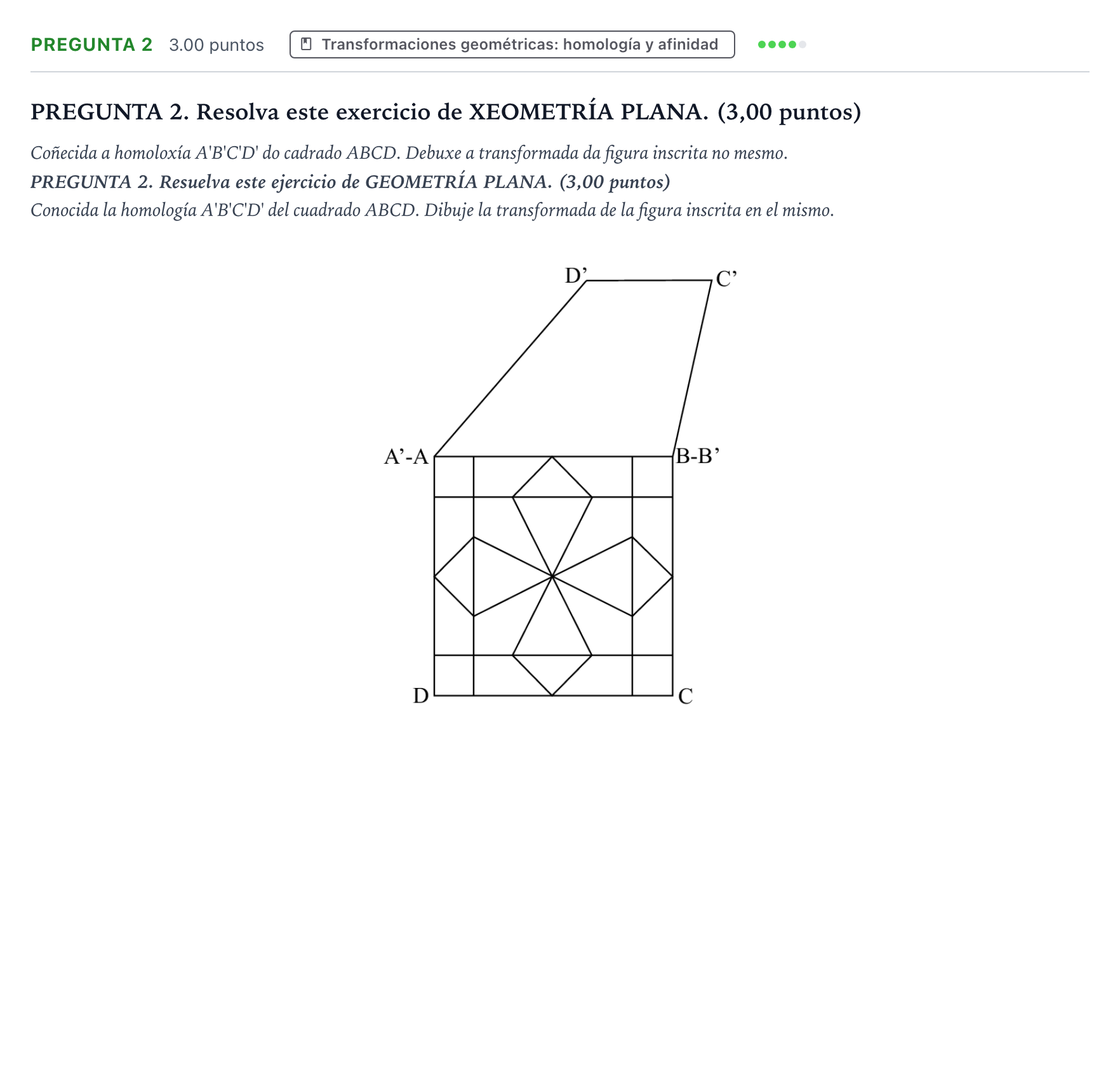 Enunciado: Pregunta 2 · Dibujo técnico II PAU Galicia Extraordinaria 2023