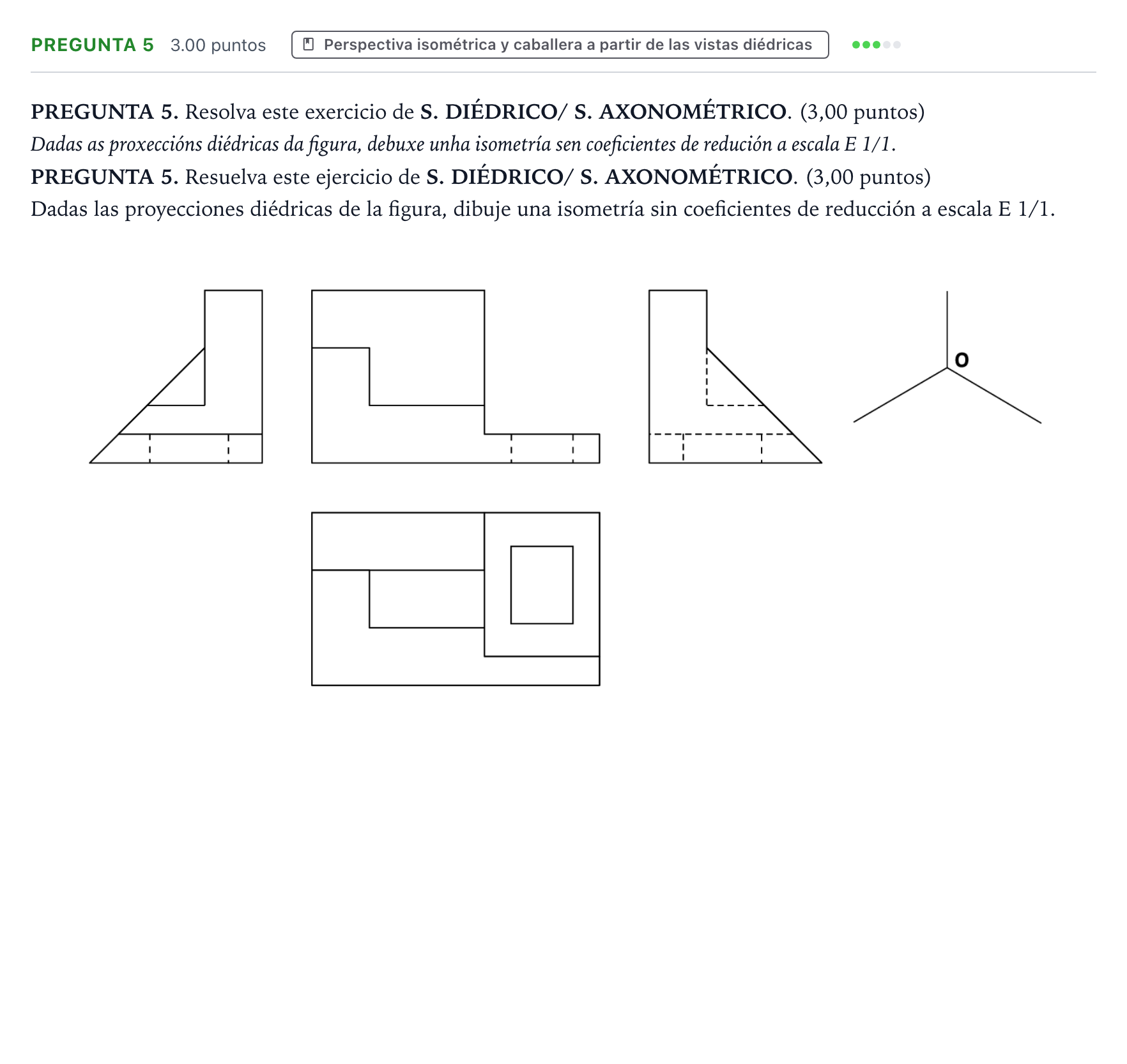 Enunciado: Pregunta 5 · Dibujo técnico II PAU Galicia Extraordinaria 2023