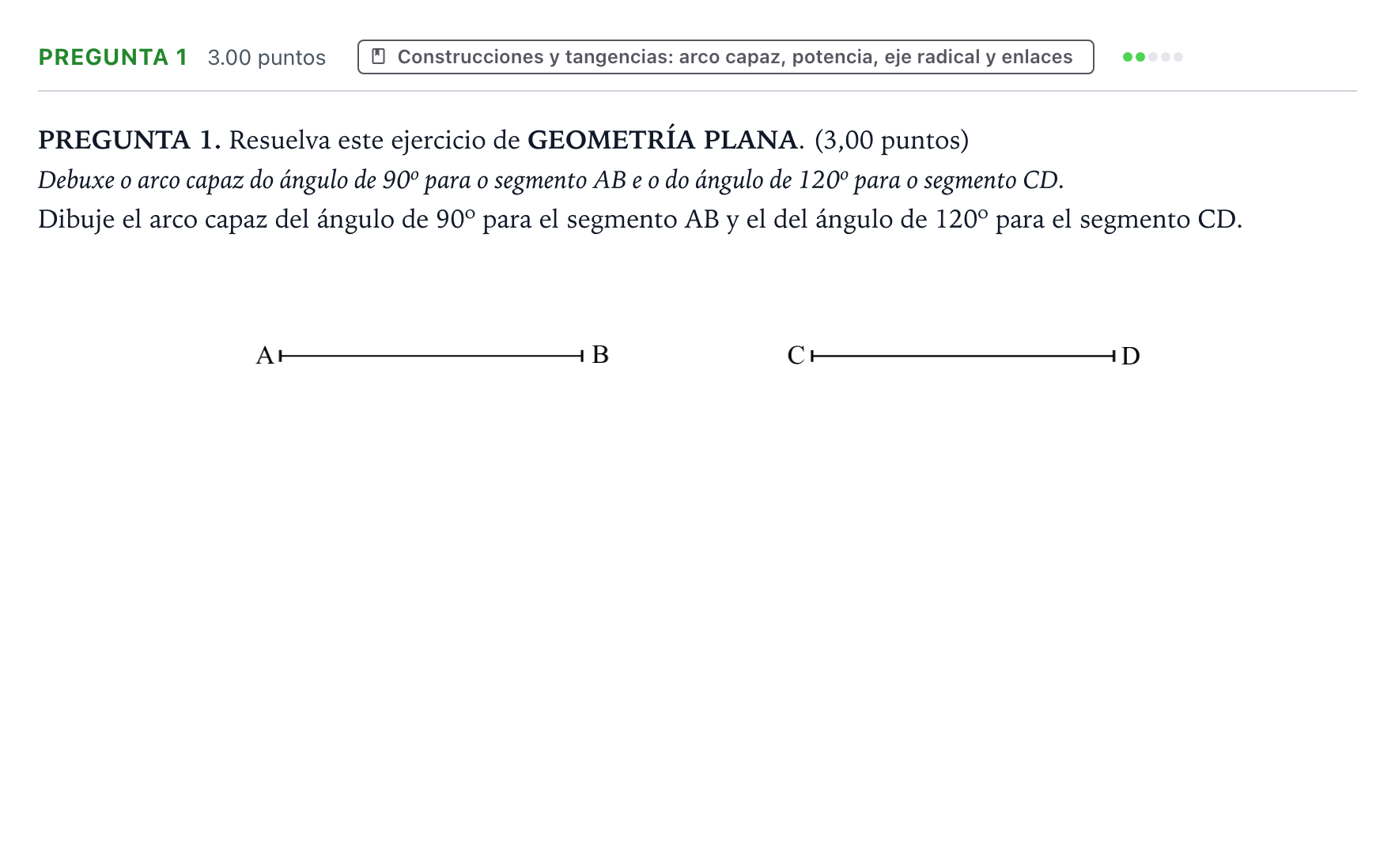 Enunciado: PREGUNTA 1 · Dibujo técnico II PAU Galicia Ordinaria 2023