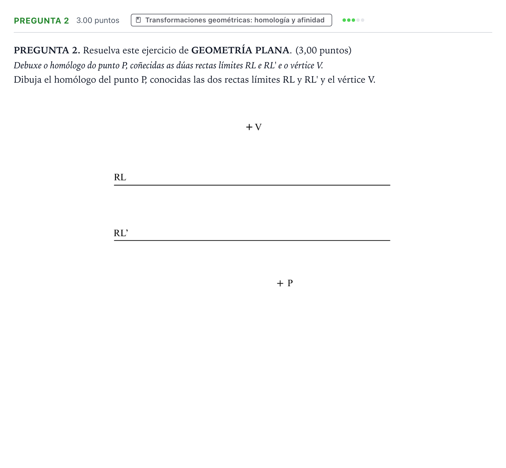 Enunciado: PREGUNTA 2 · Dibujo técnico II PAU Galicia Ordinaria 2023