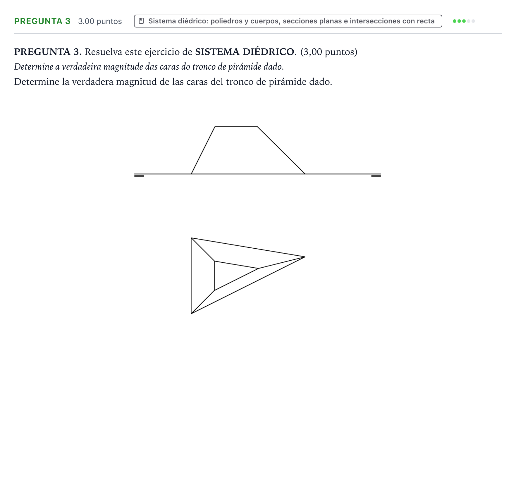 Enunciado: PREGUNTA 3 · Dibujo técnico II PAU Galicia Ordinaria 2023