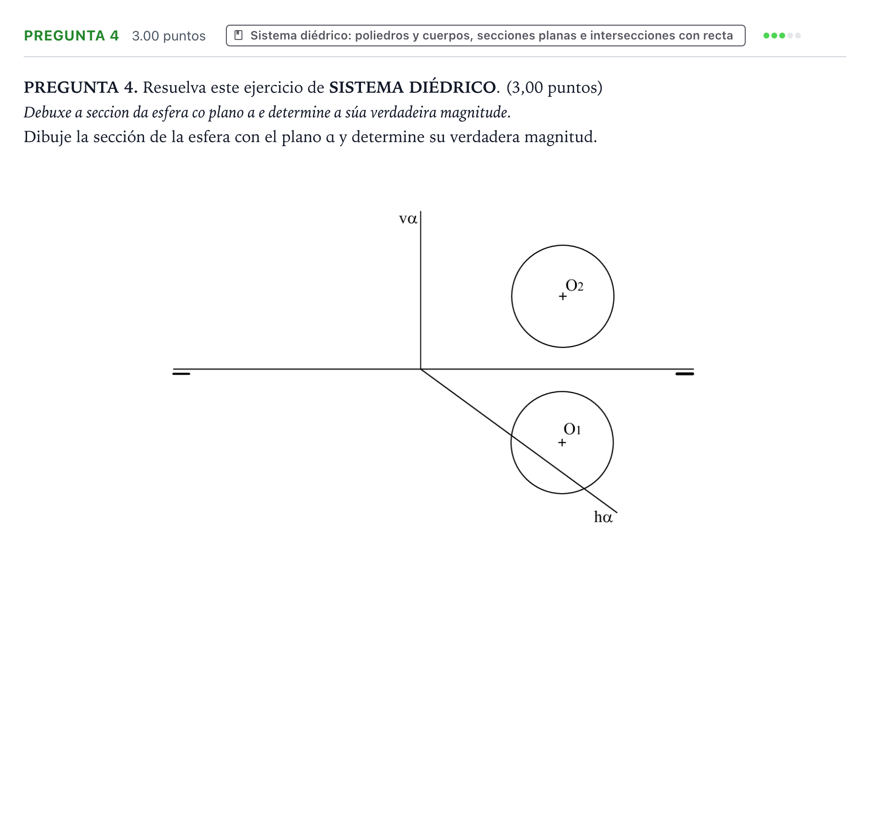 Enunciado: PREGUNTA 4 · Dibujo técnico II PAU Galicia Ordinaria 2023