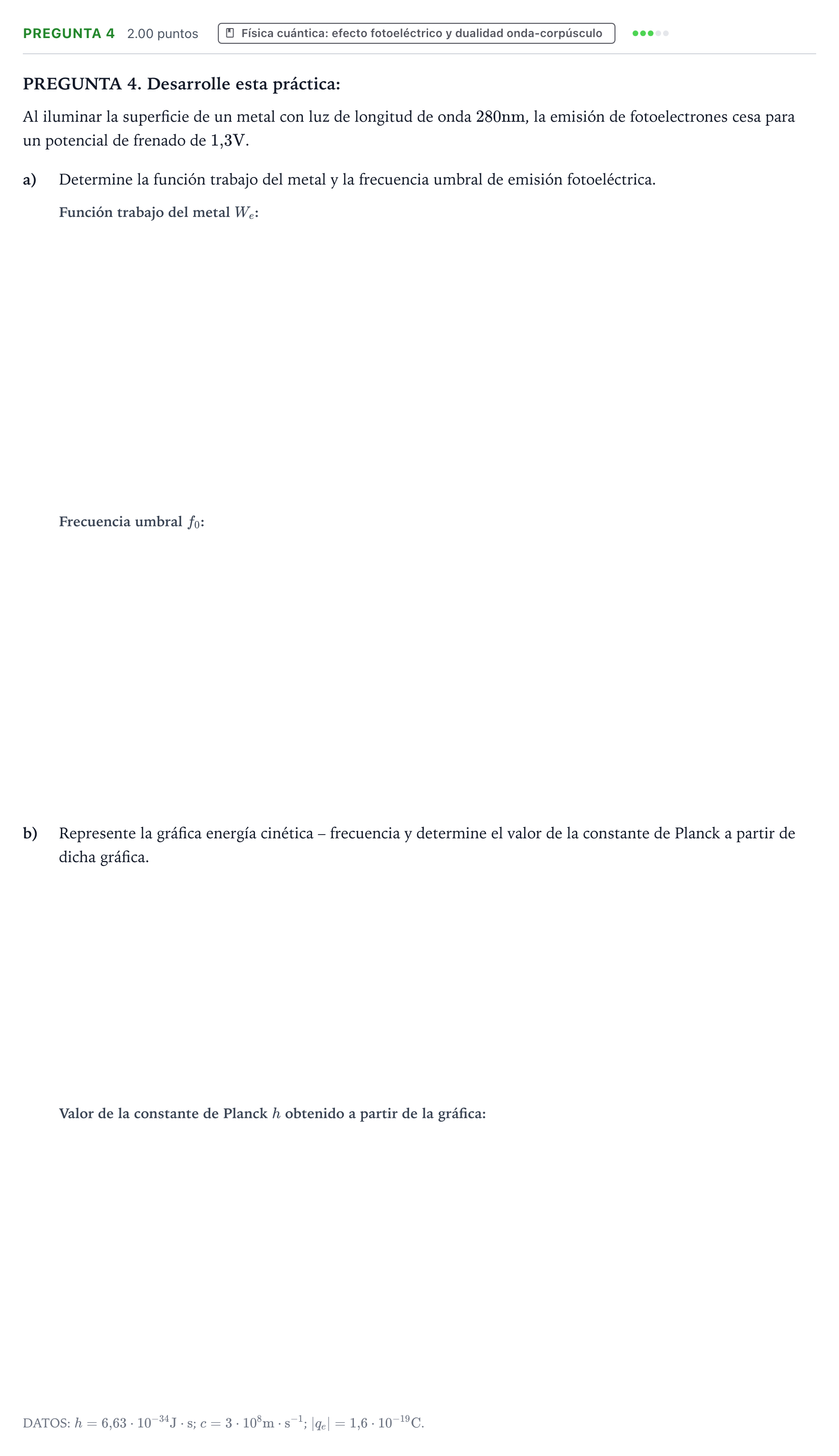 Enunciado: Pregunta 4 · Física PAU Galicia Extraordinaria 2023