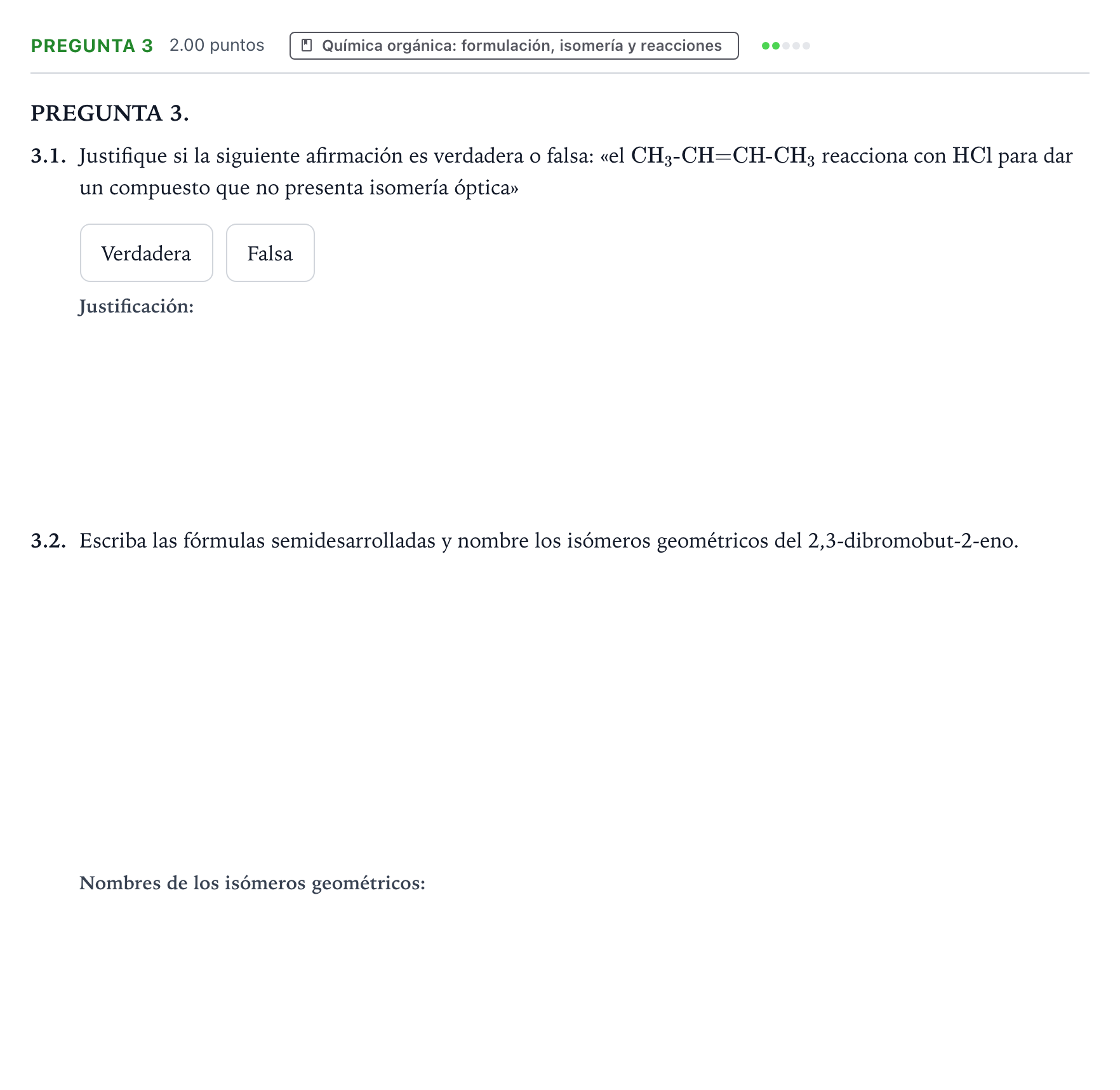 Enunciado: Pregunta 3 · Química PAU Galicia Ordinaria 2023