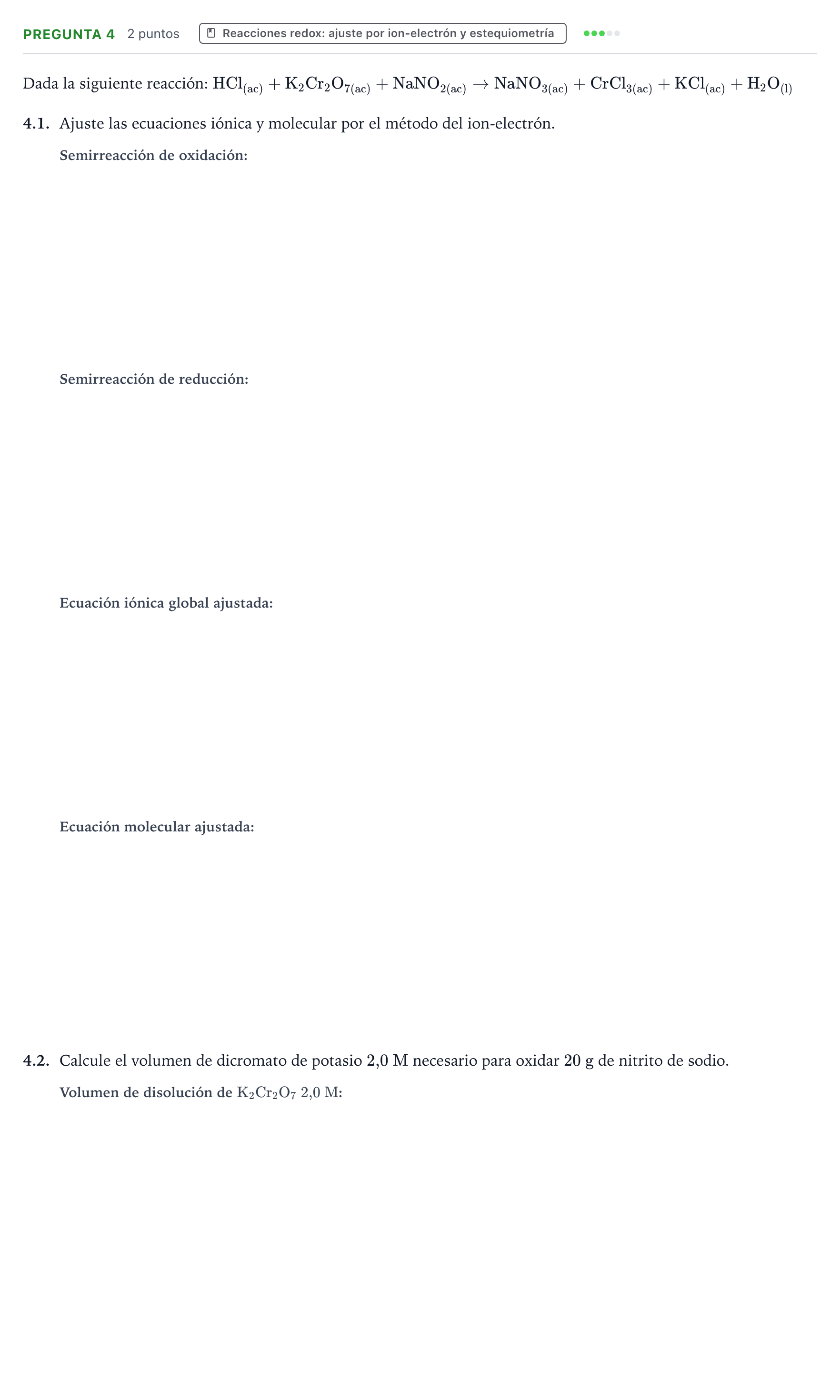 Enunciado: Pregunta 4 · Química PAU Galicia Ordinaria 2023
