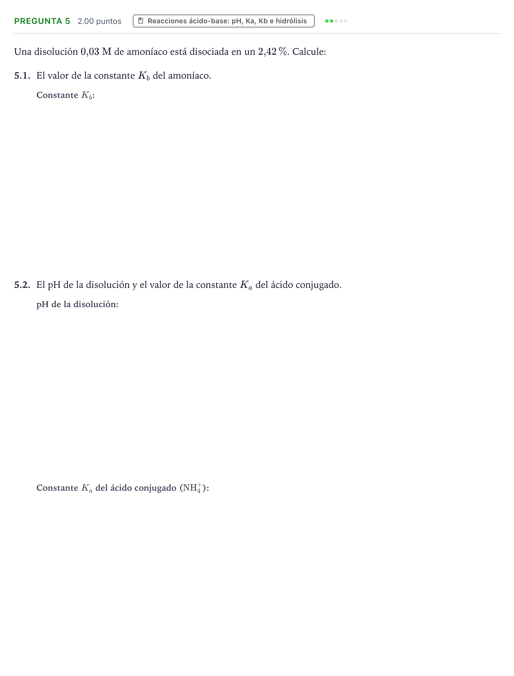 Enunciado: Pregunta 5 · Química PAU Galicia Ordinaria 2023
