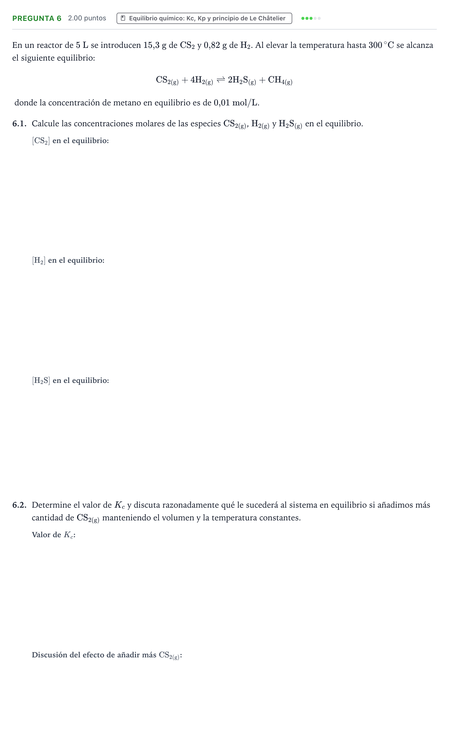Enunciado: Pregunta 6 · Química PAU Galicia Ordinaria 2023