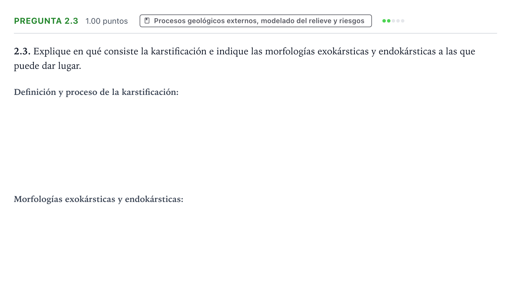 Enunciado: Pregunta 2.3 · Geología y Ciencias Ambientales PAU Galicia Ordinaria 2023