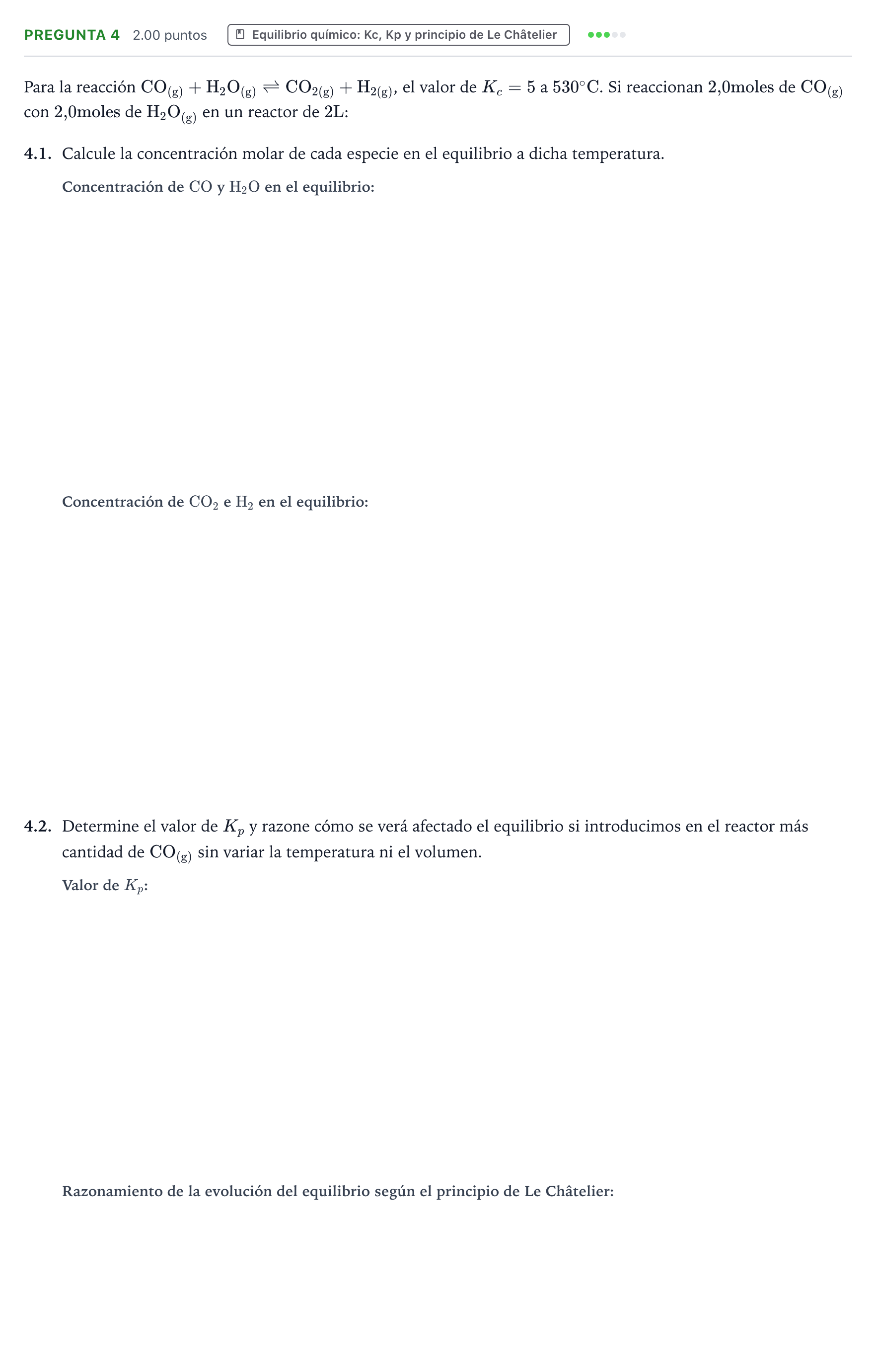 Enunciado: Pregunta 4 · Química PAU Galicia Extraordinaria 2023