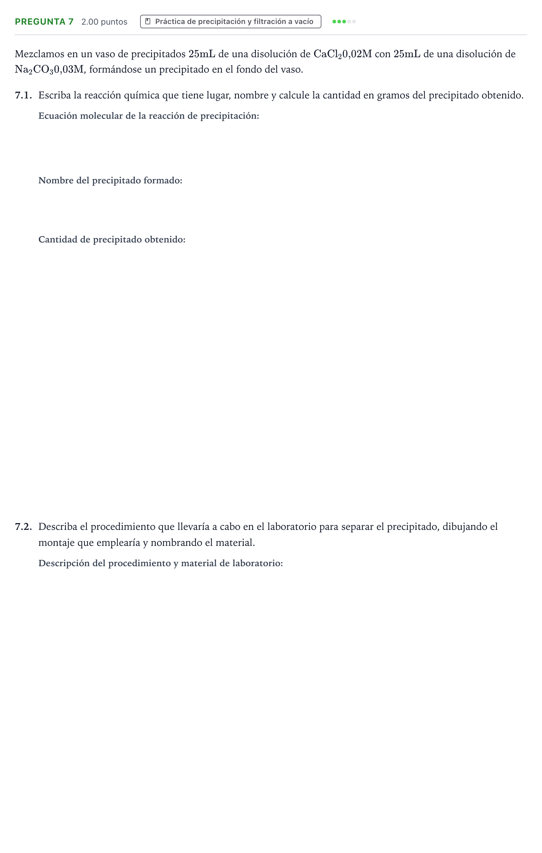 Enunciado: Pregunta 7 · Química PAU Galicia Extraordinaria 2023
